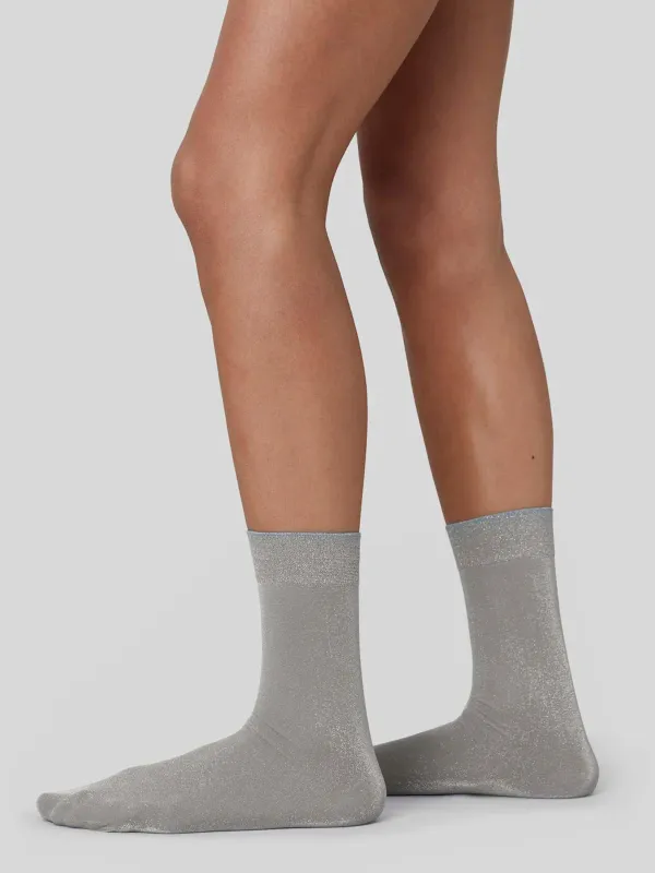 40 Den Light Grey/Silver Ines Shimmery Socks sold by Frances May Houseline