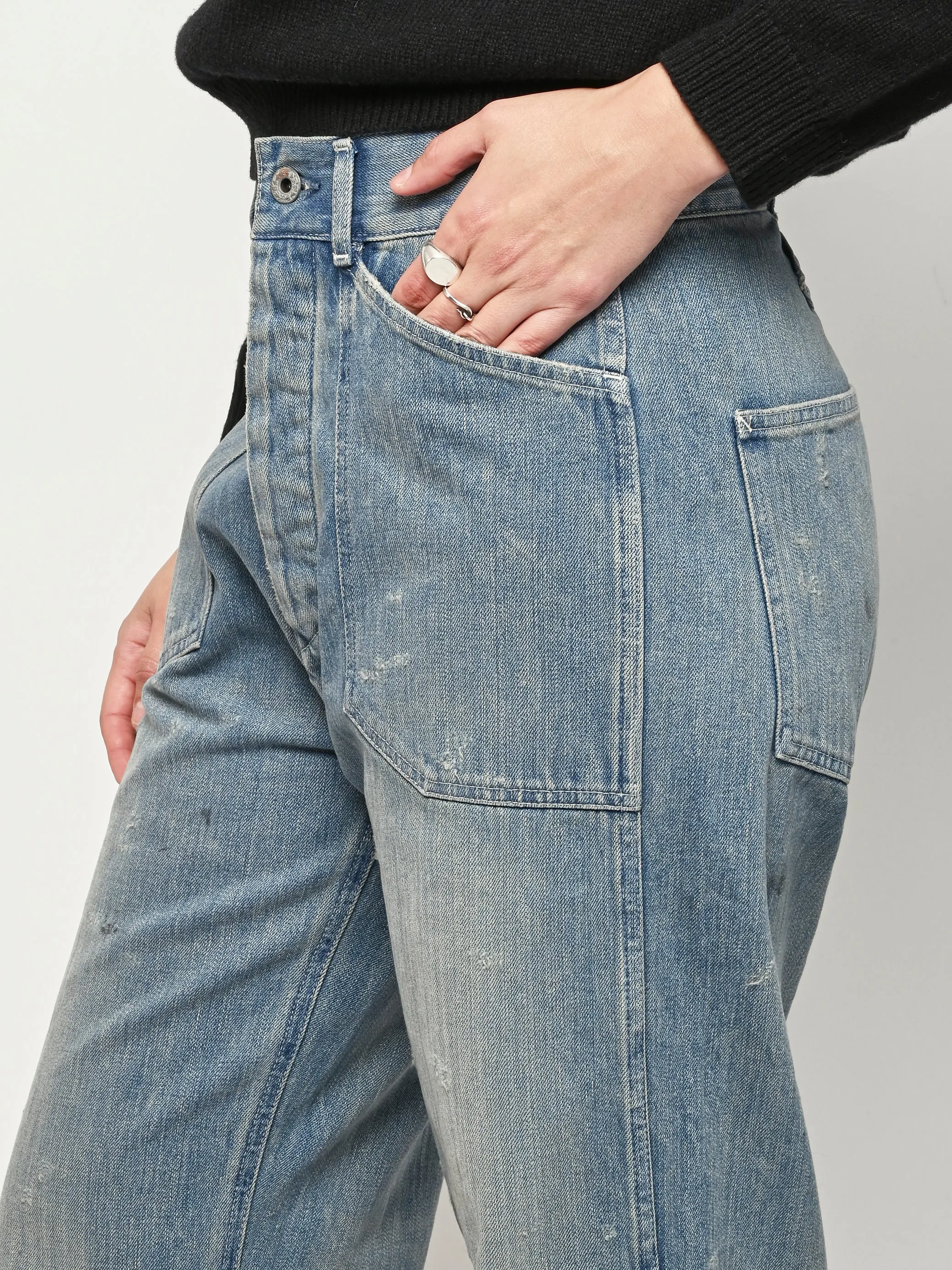 Light Vintage US Army Style Denim Trousers (R) sold by Frances May Houseline product image thumbnail 4