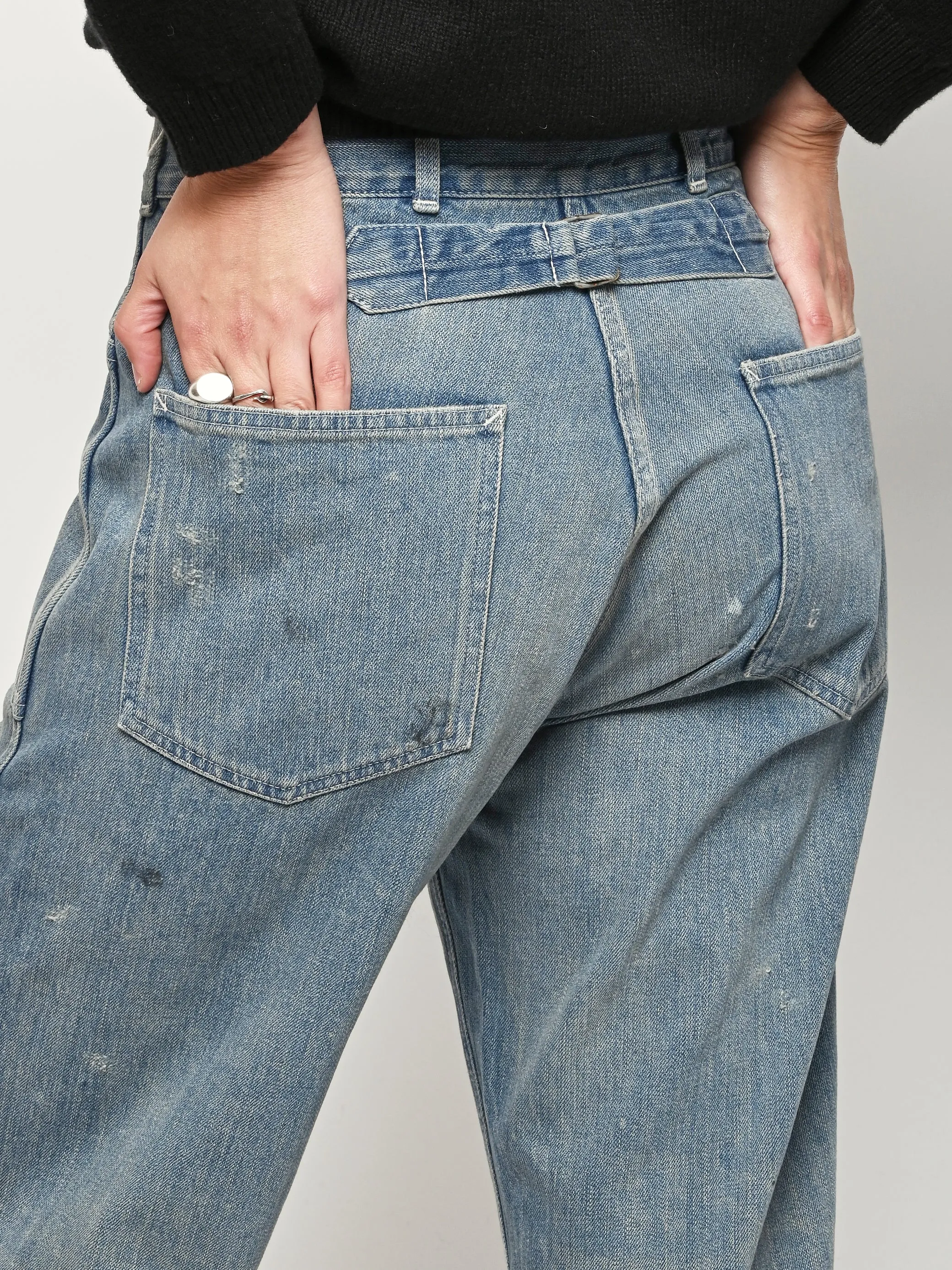 Light Vintage US Army Style Denim Trousers (R) sold by Frances May Houseline product image thumbnail 5