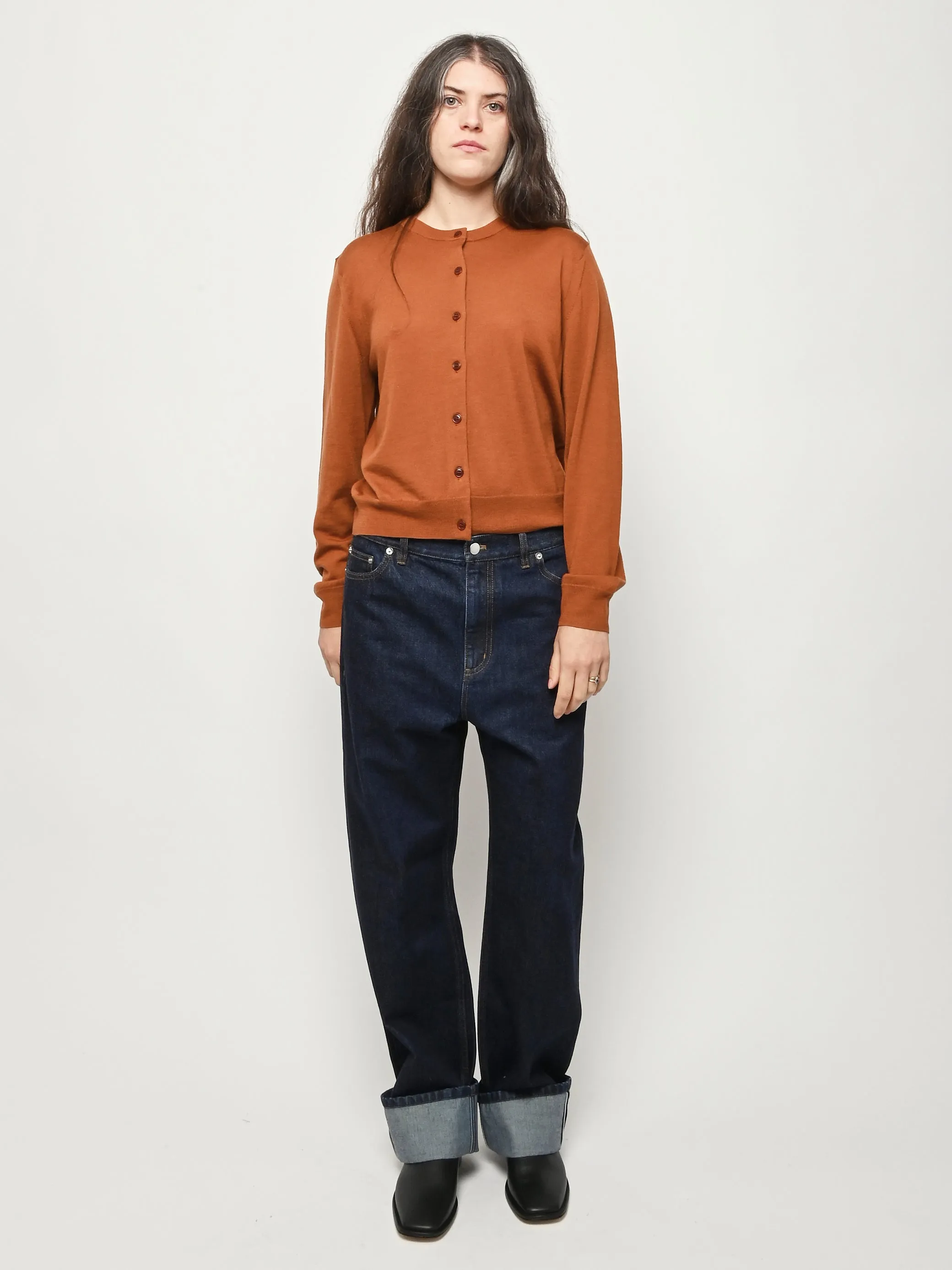 Caramel Compact Cardigan sold by Frances May Houseline