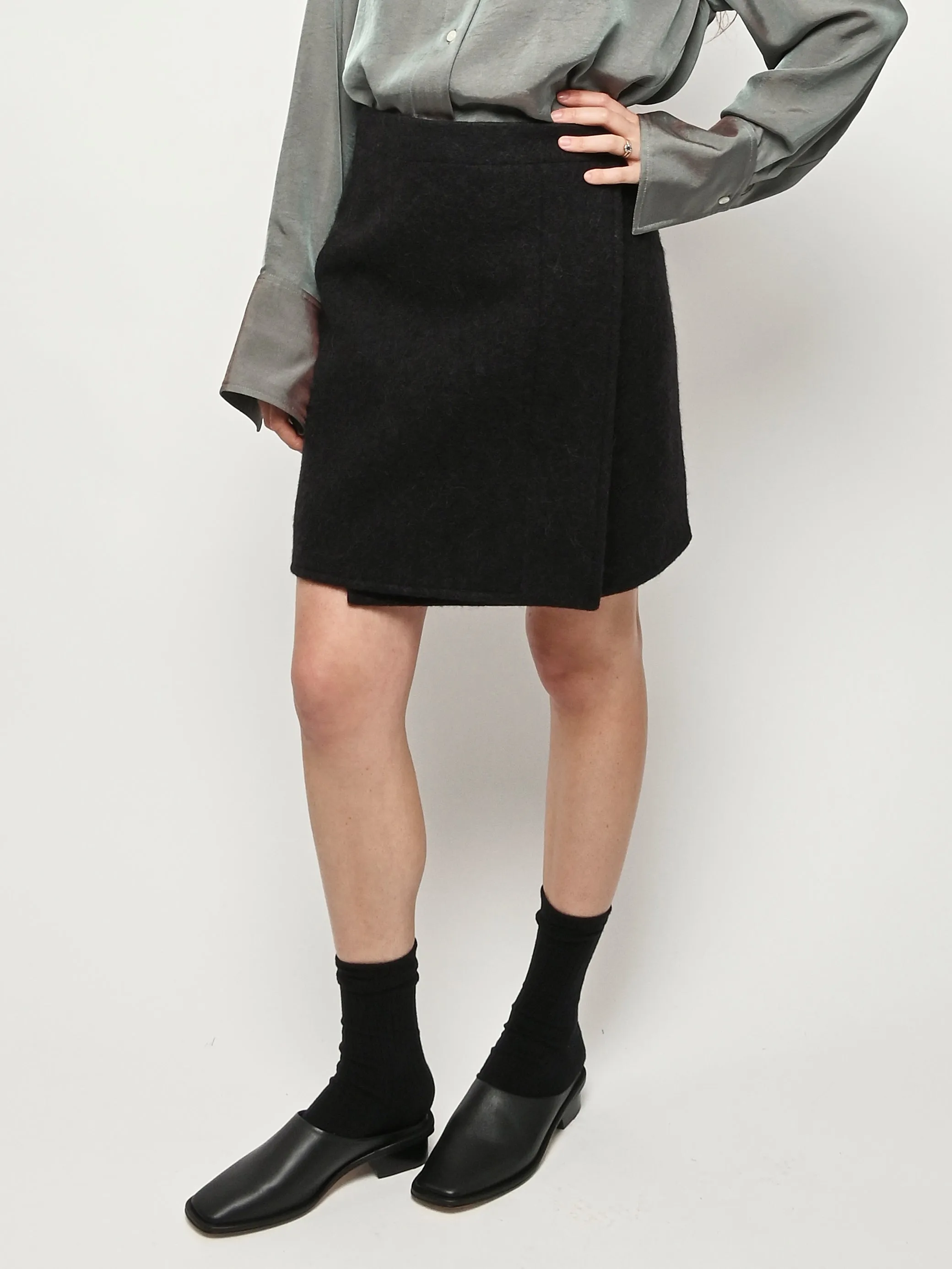 Black Wrapover Skirt sold by Frances May Houseline product image thumbnail 2