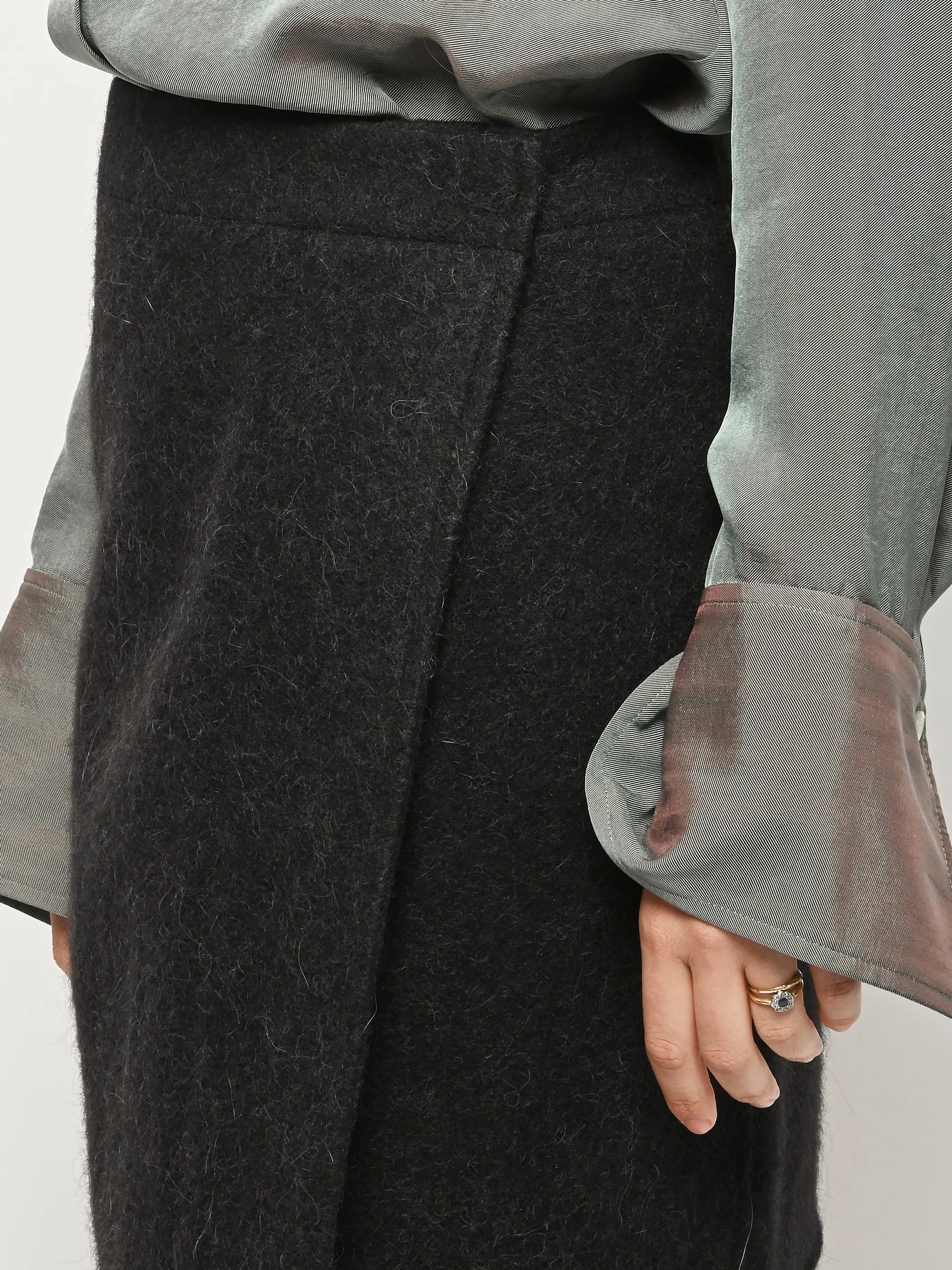 Black Wrapover Skirt sold by Frances May Houseline product image thumbnail 4