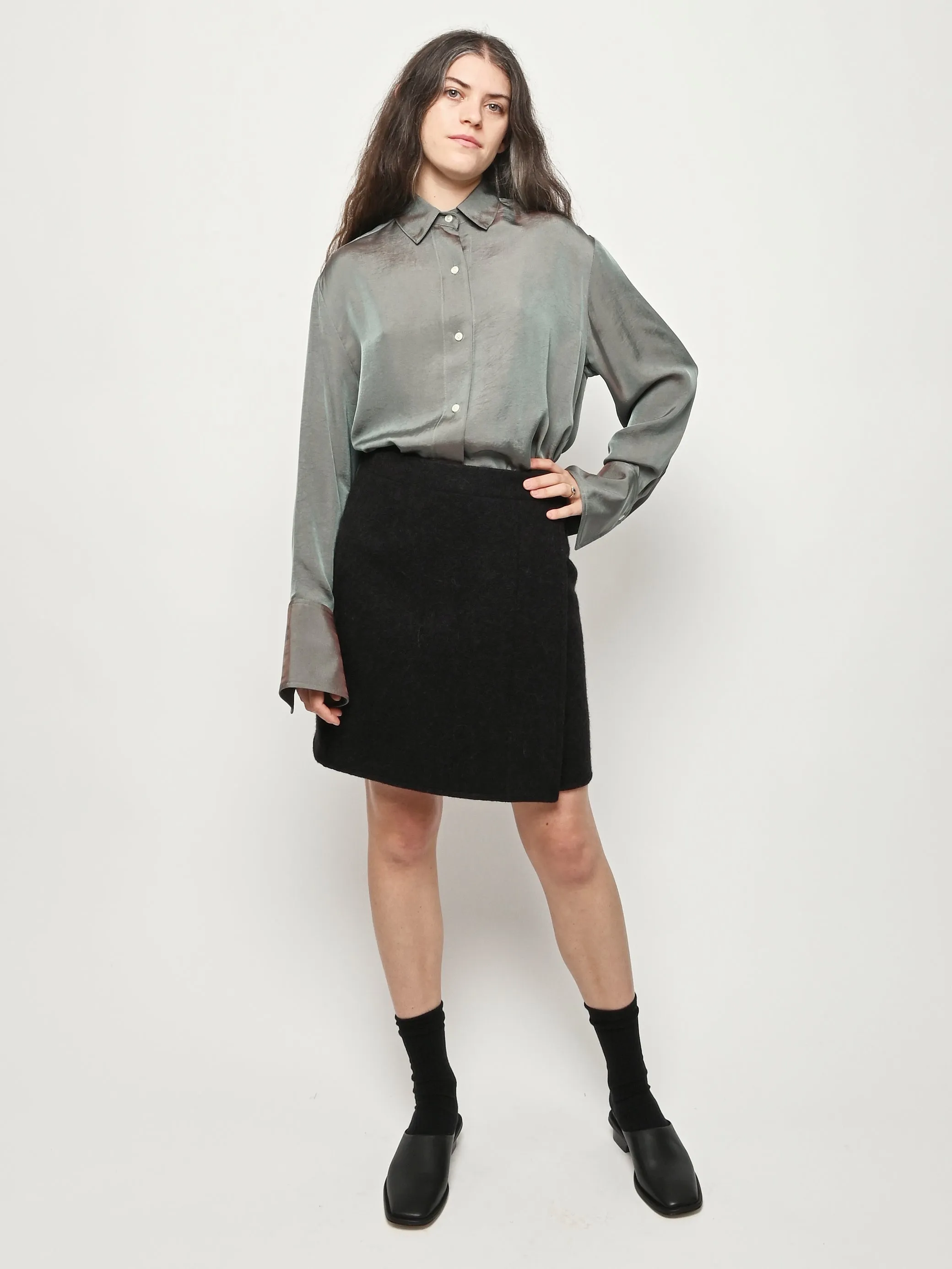 Black Wrapover Skirt sold by Frances May Houseline