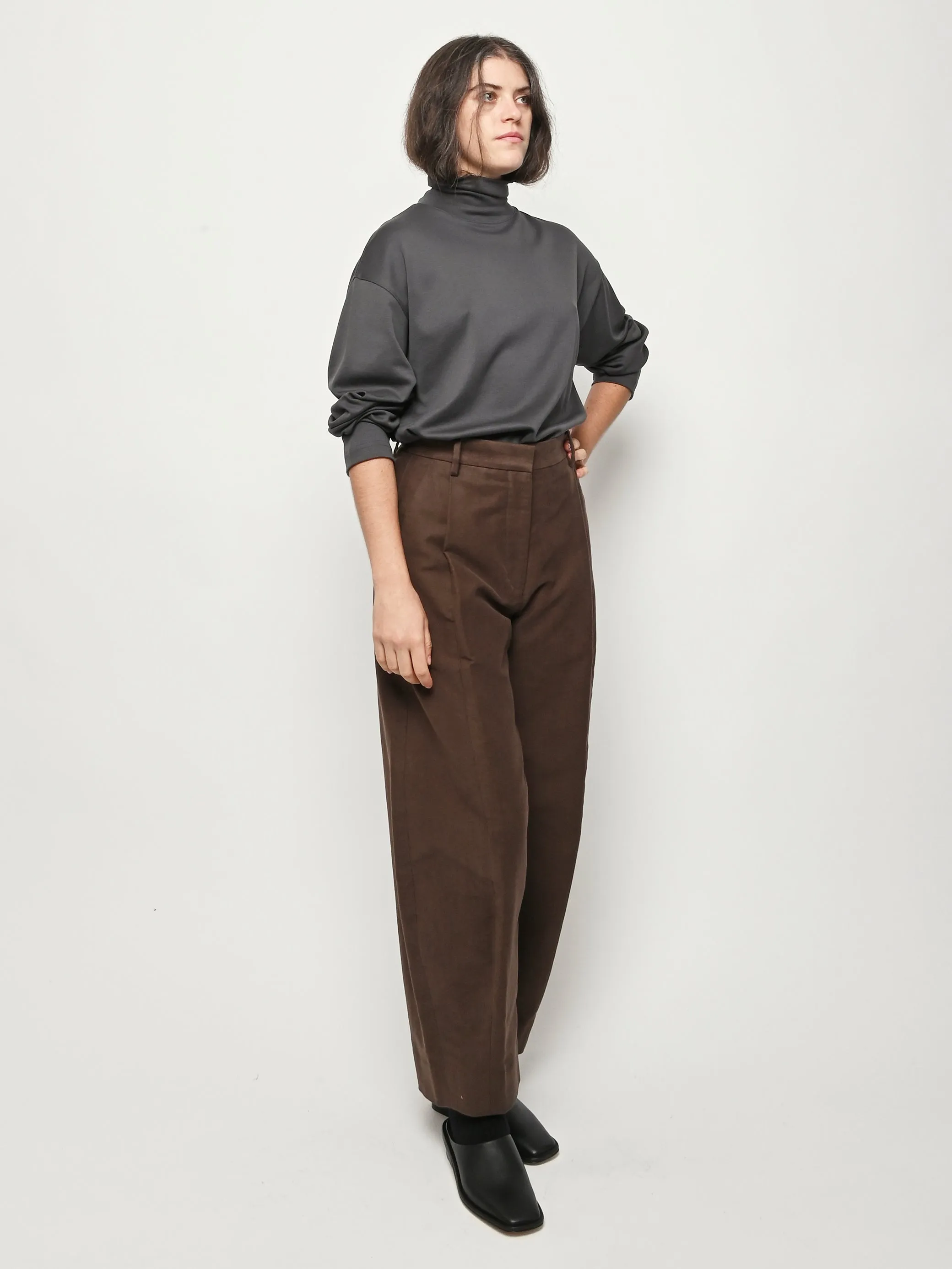 Carbon Grey Relaxed Mock Neck T-Shirt sold by Frances May Houseline product image thumbnail 5