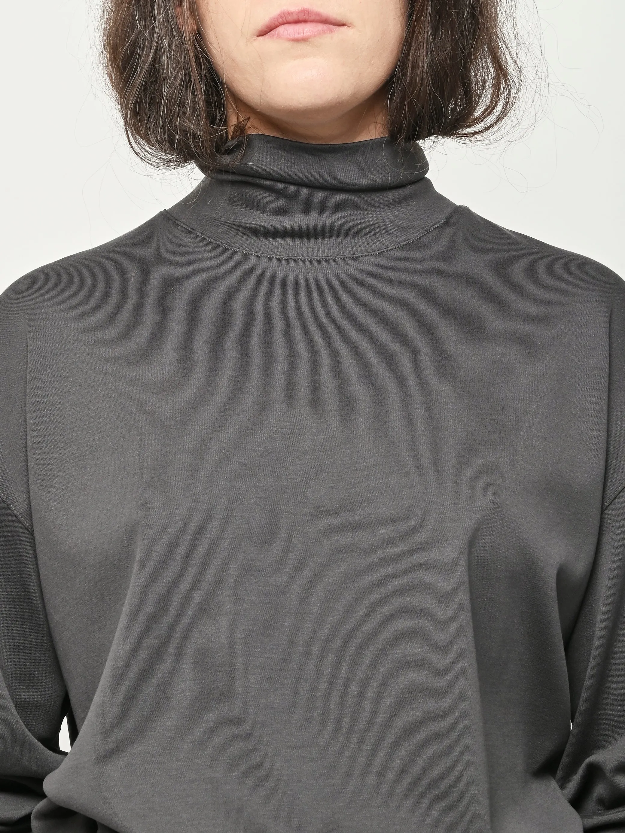 Carbon Grey Relaxed Mock Neck T-Shirt sold by Frances May Houseline product image thumbnail 3