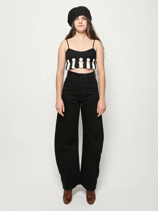 Black High Waisted Curved Pants sold by Frances May Houseline