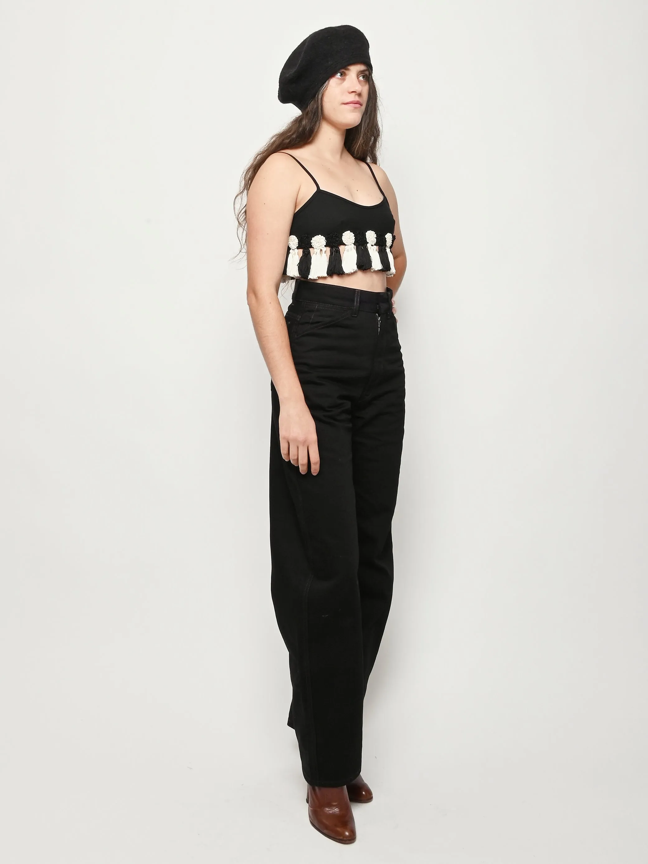 Black High Waisted Curved Pants sold by Frances May Houseline product image thumbnail 5