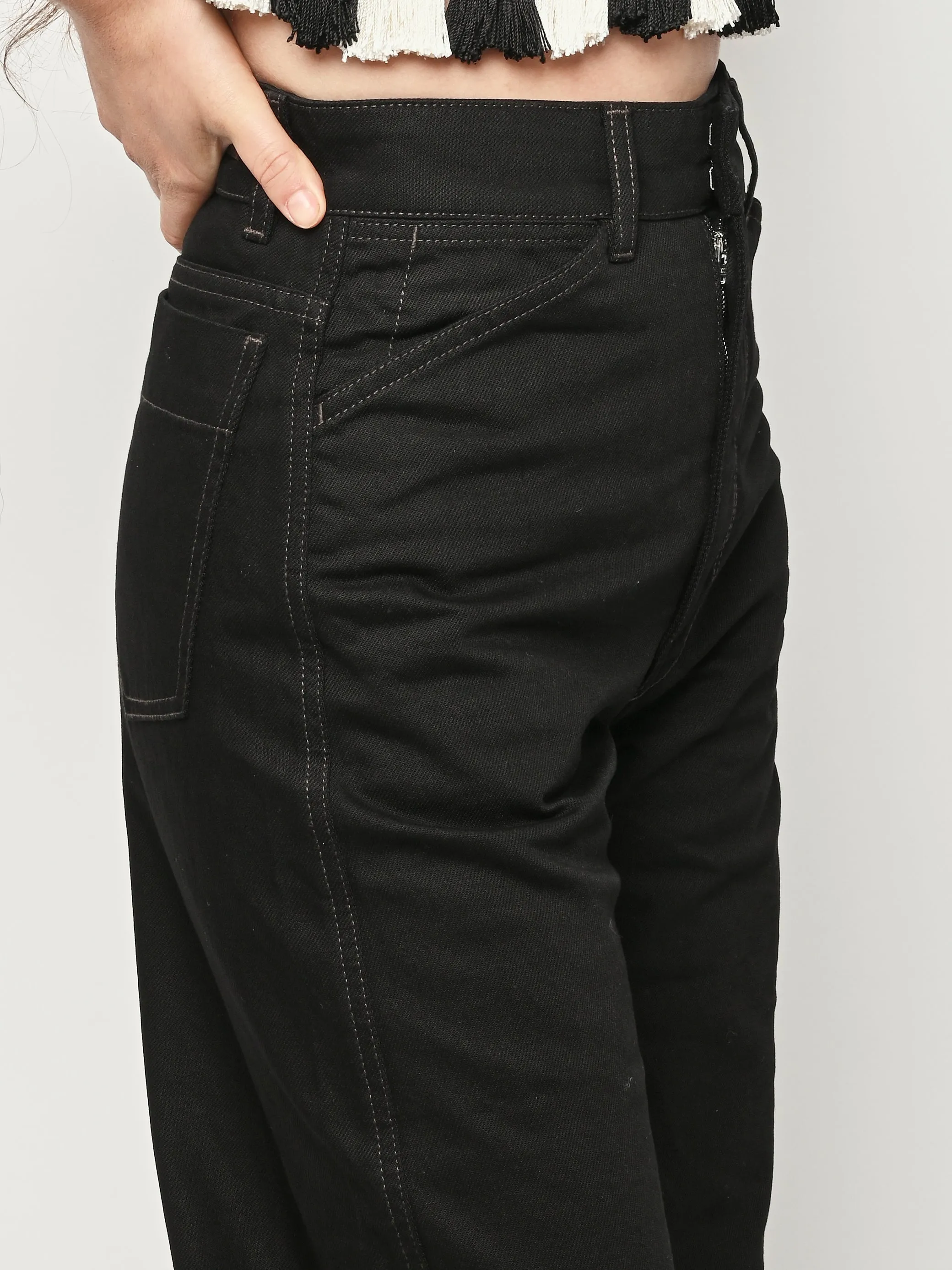 Black High Waisted Curved Pants sold by Frances May Houseline product image thumbnail 3