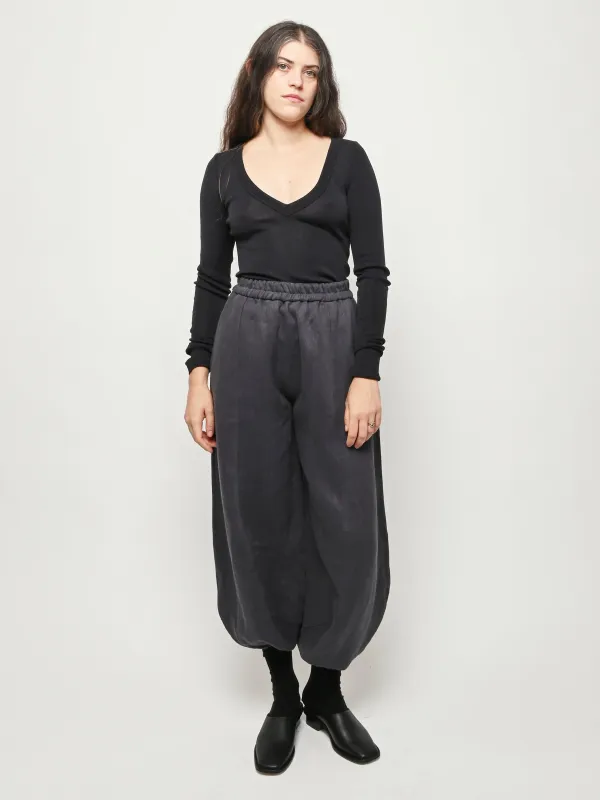 Granite Black Seamless V-Neck Top made by Lemaire