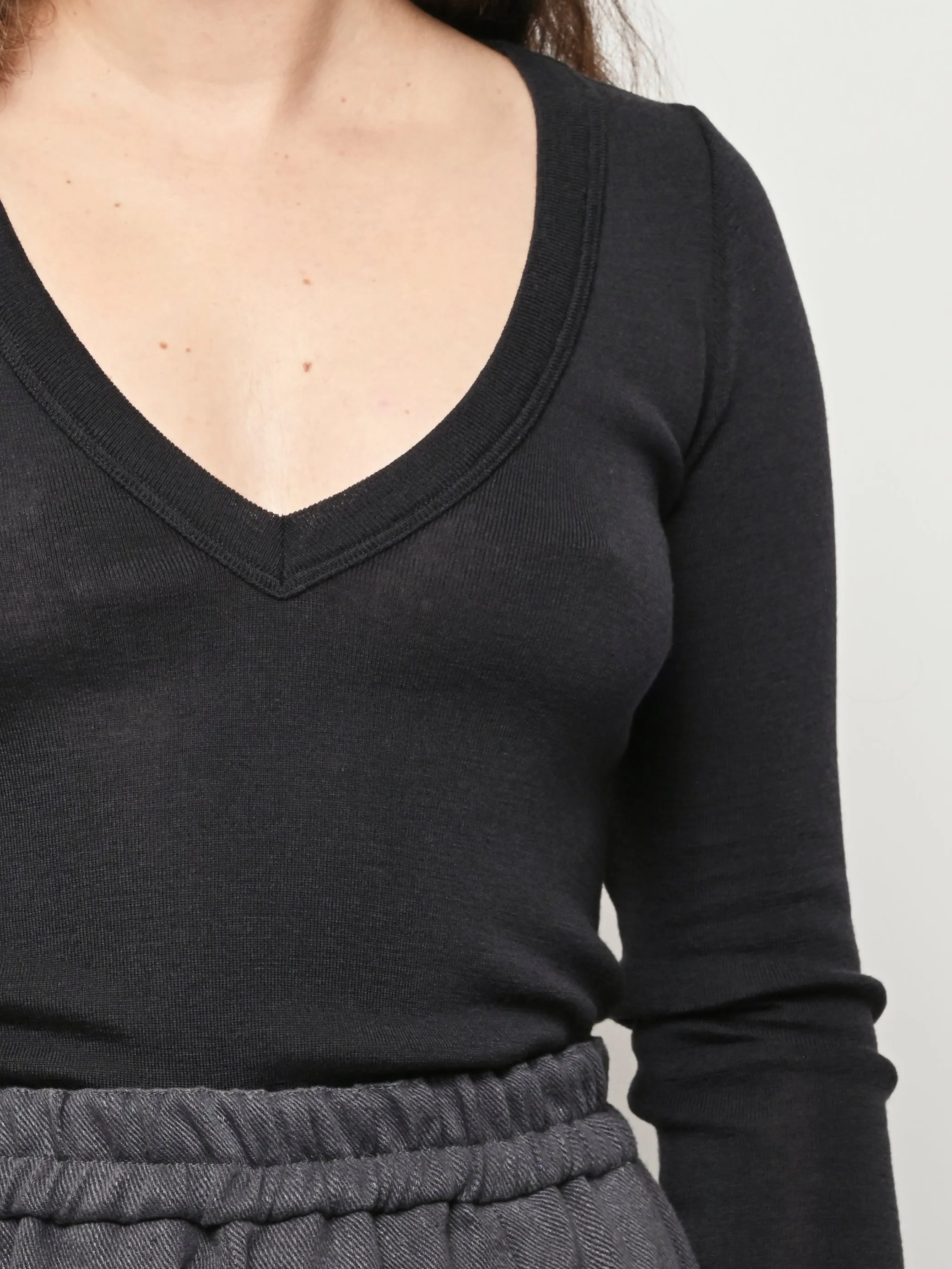 Granite Black Seamless V-Neck Top sold by Frances May Houseline product image thumbnail 3