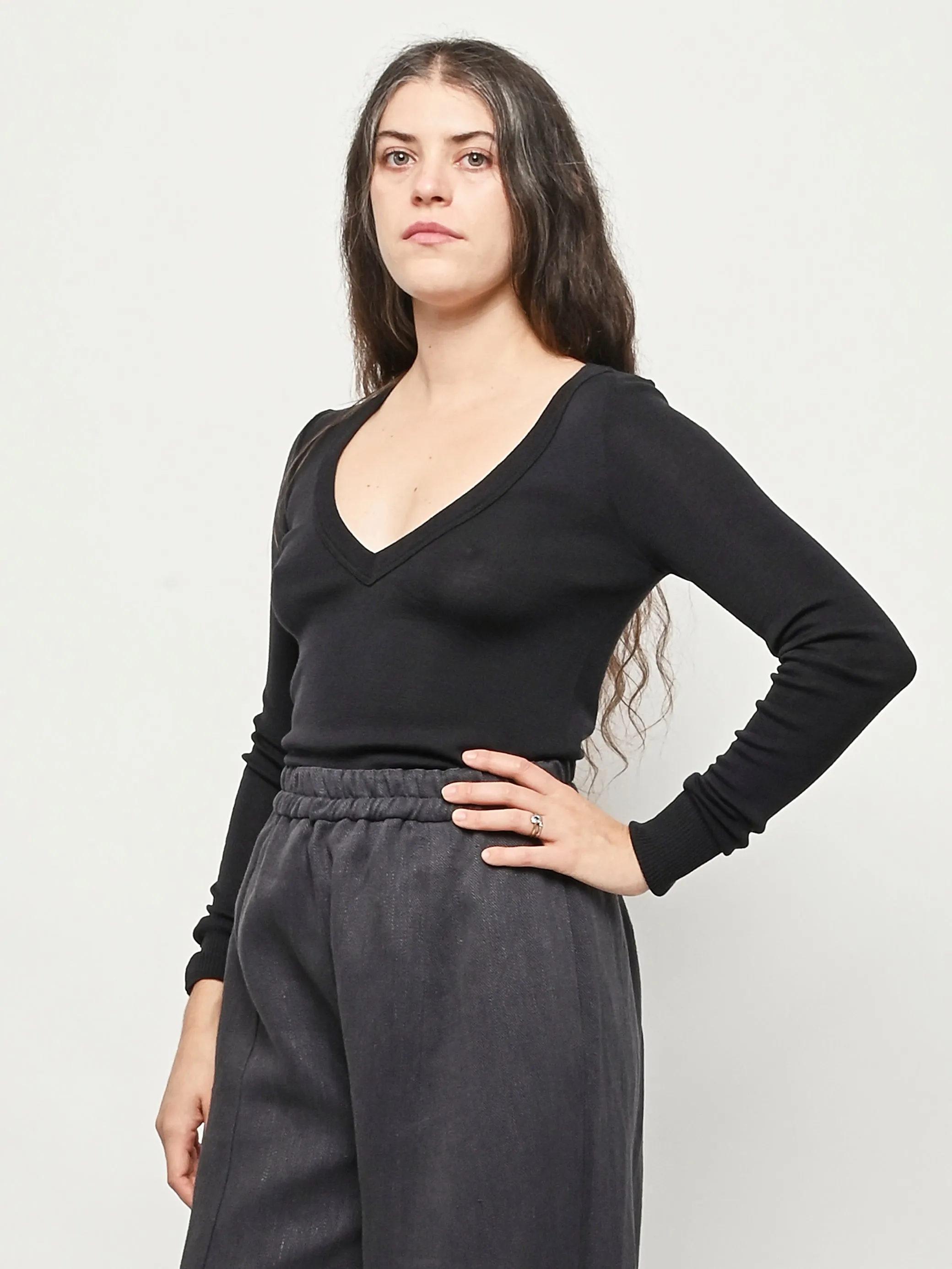Granite Black Seamless V-Neck Top sold by Frances May Houseline product image thumbnail 2