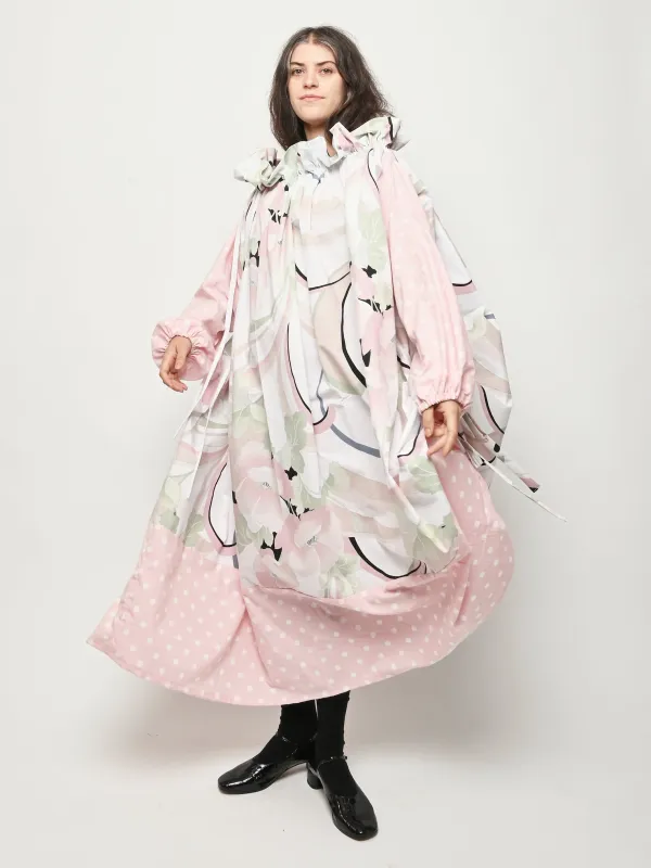 Pink Polka Dot L/S Ruffled Maxi Dress made by Frances May Houseline