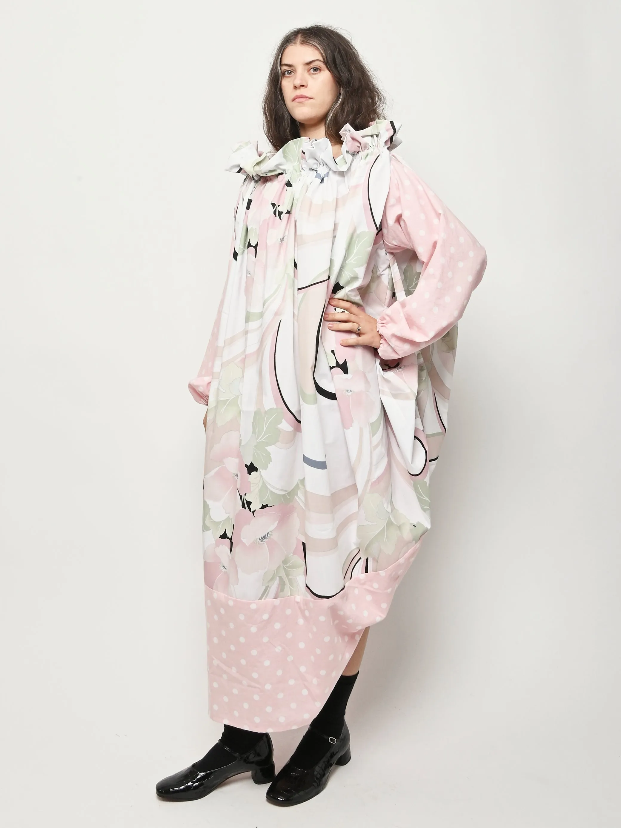 Pink Polka Dot L/S Ruffled Maxi Dress sold by Frances May Houseline product image thumbnail 2