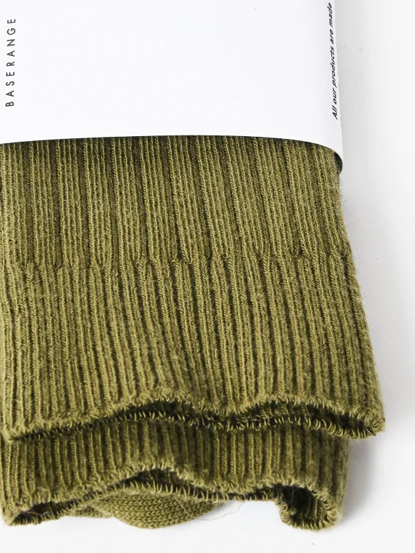Khaki Rib Overankle Socks sold by Frances May Houseline