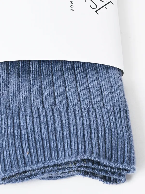 Bass Blue Rib Overankle Socks sold by Frances May Houseline