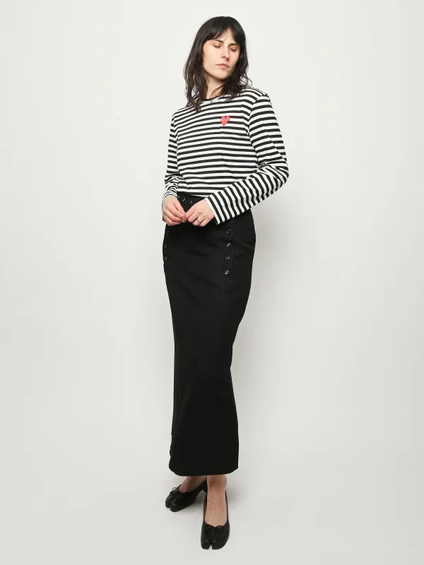 Black/White Red Heart L/S T-Shirt sold by Frances May Houseline