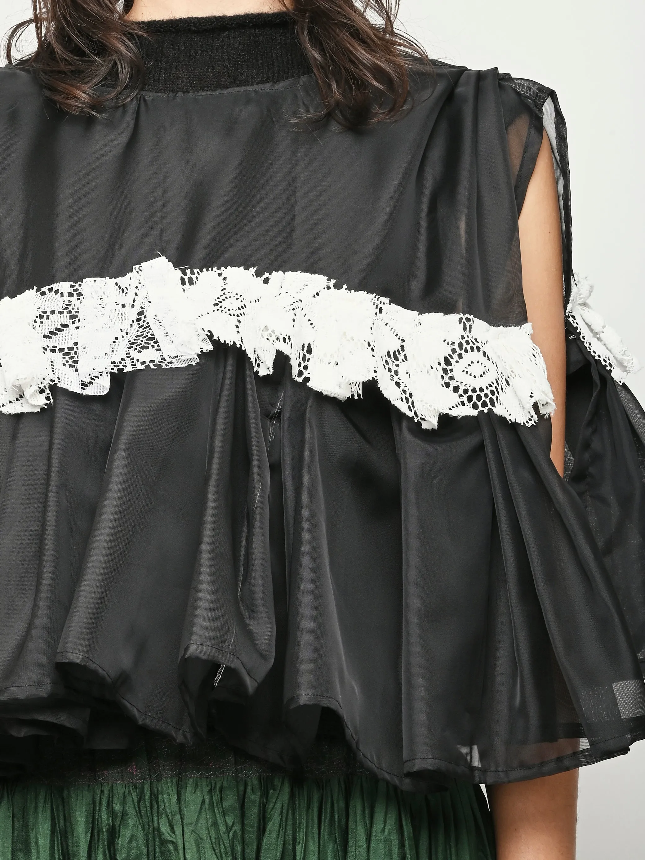 Black/White Sheer Ruffled Top sold by Frances May Houseline product image thumbnail 3
