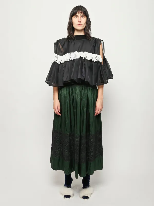 Black/White Sheer Ruffled Top sold by Frances May Houseline