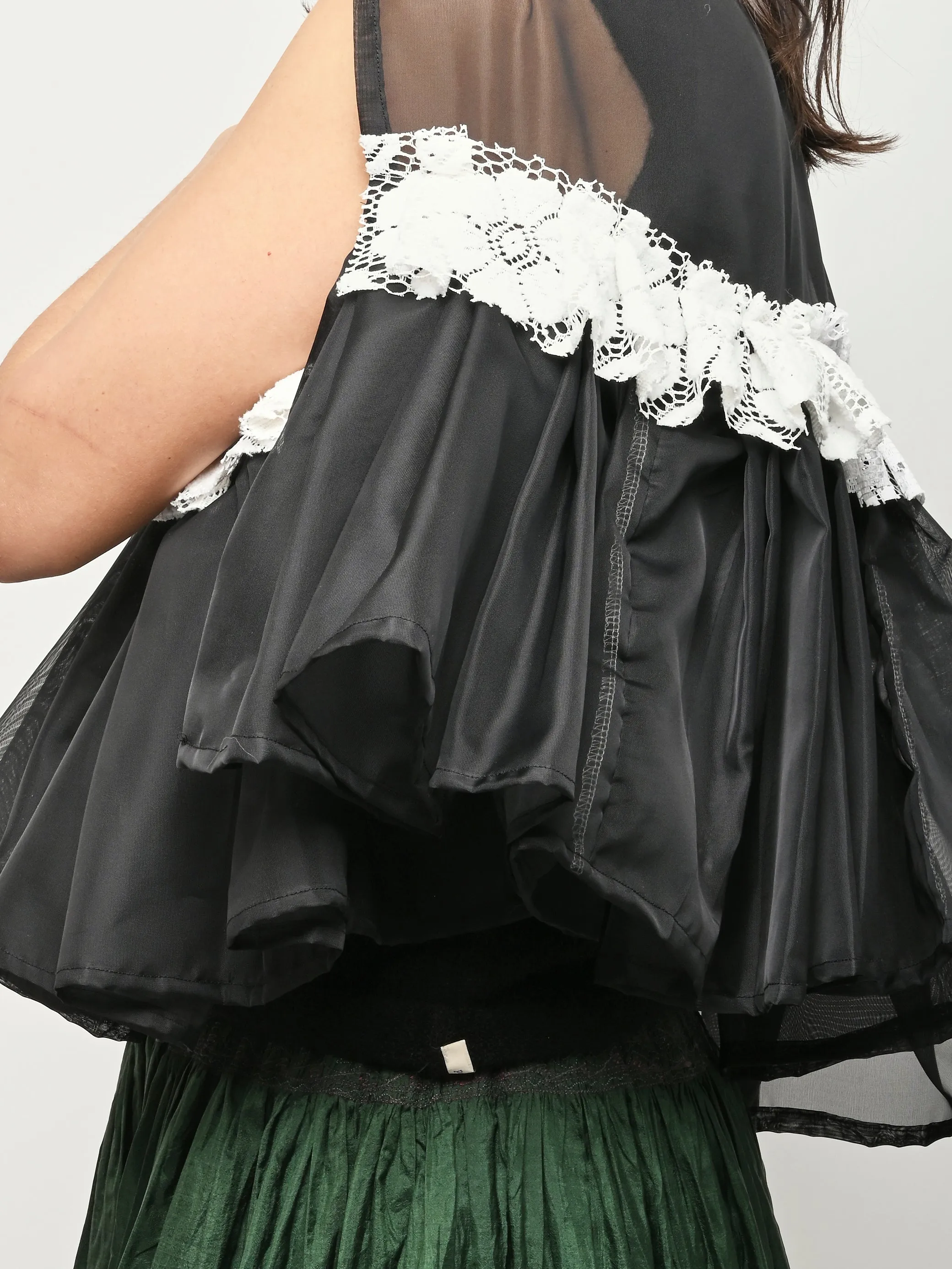 Black/White Sheer Ruffled Top sold by Frances May Houseline product image thumbnail 4