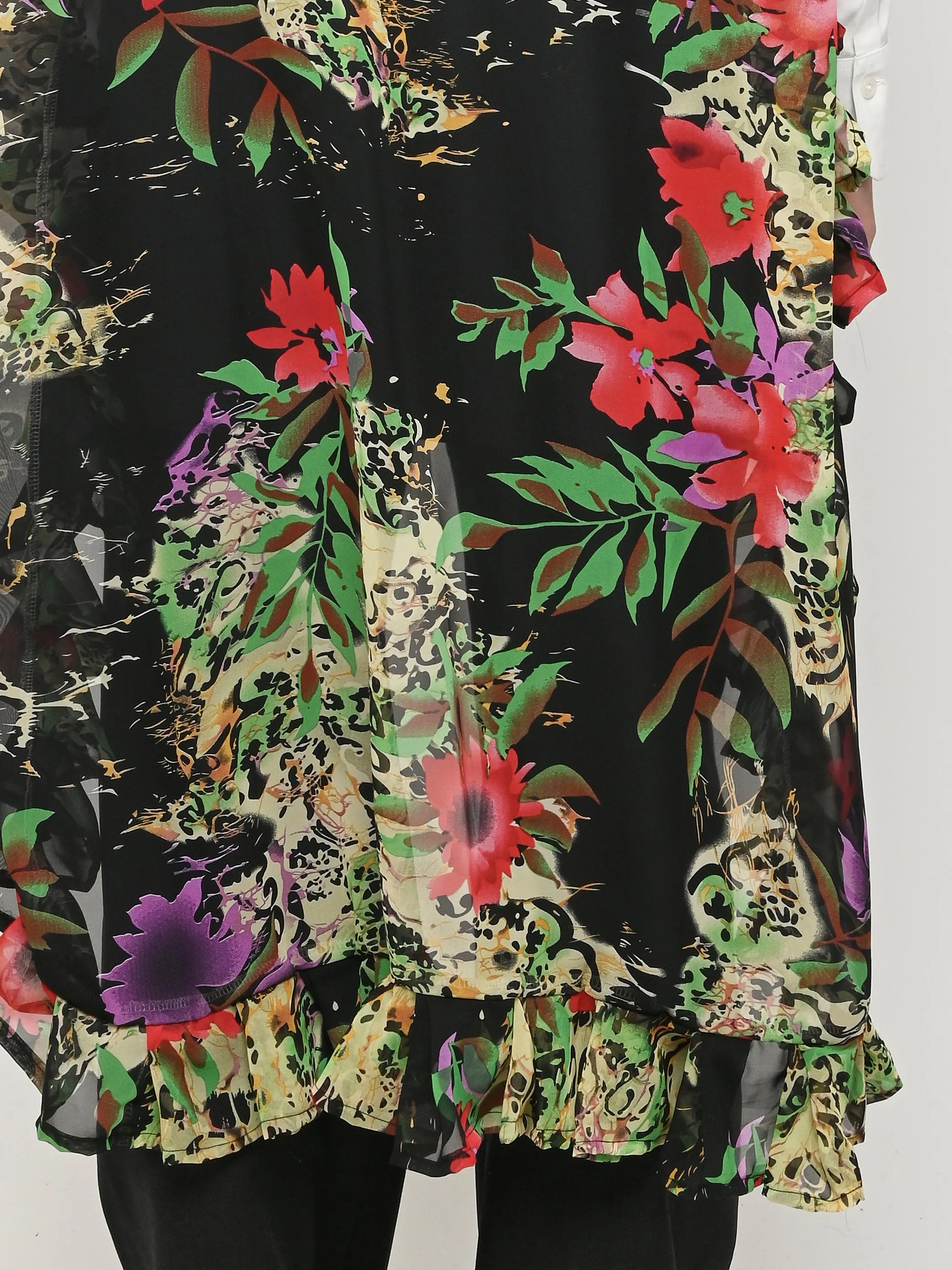 Black Sheer Cheetah Hi Lo Puff Sleeve Top sold by Frances May Houseline product image thumbnail 4