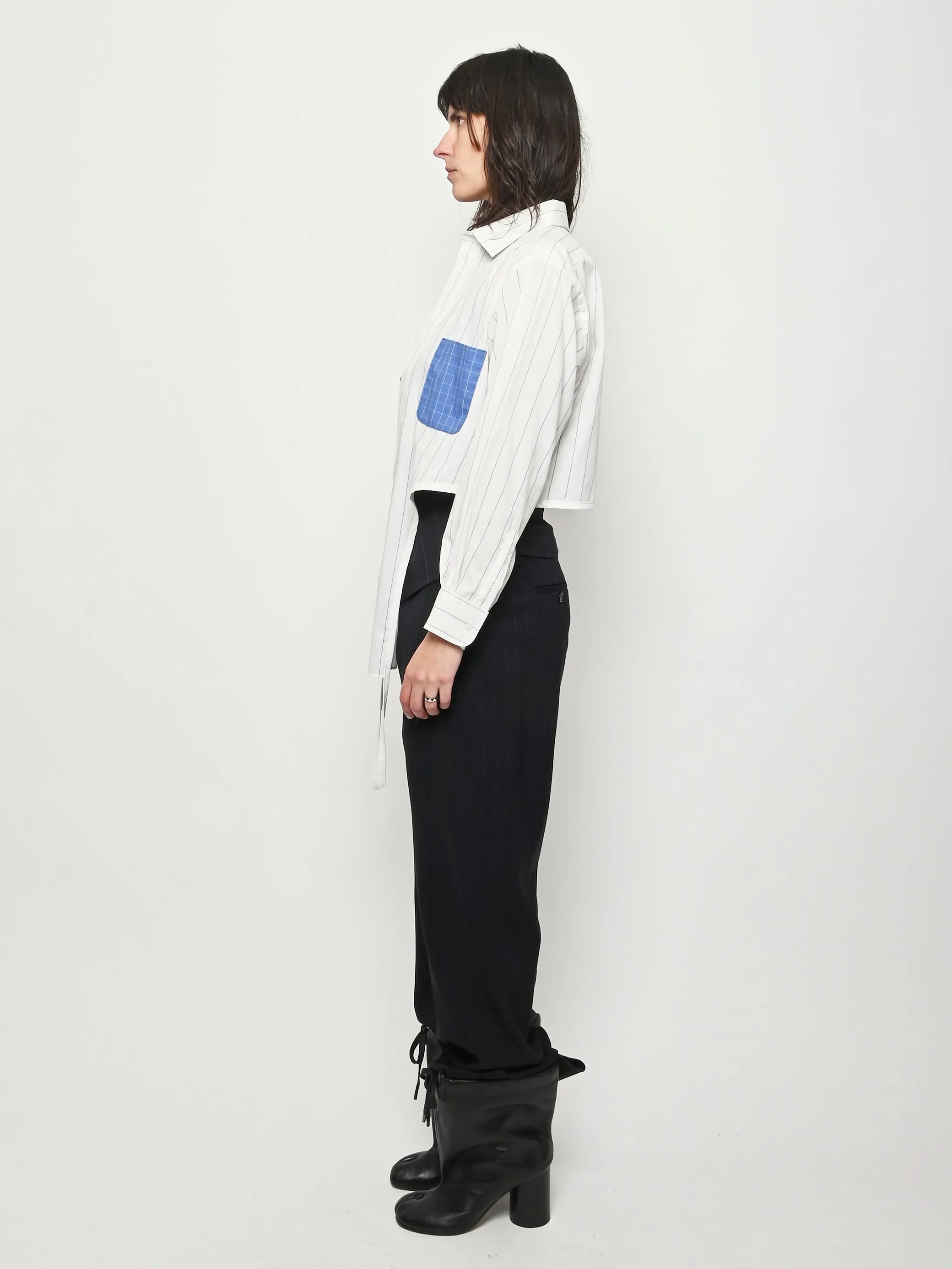 White/Blue Grid Arch Shirt sold by Frances May Houseline product image thumbnail 4