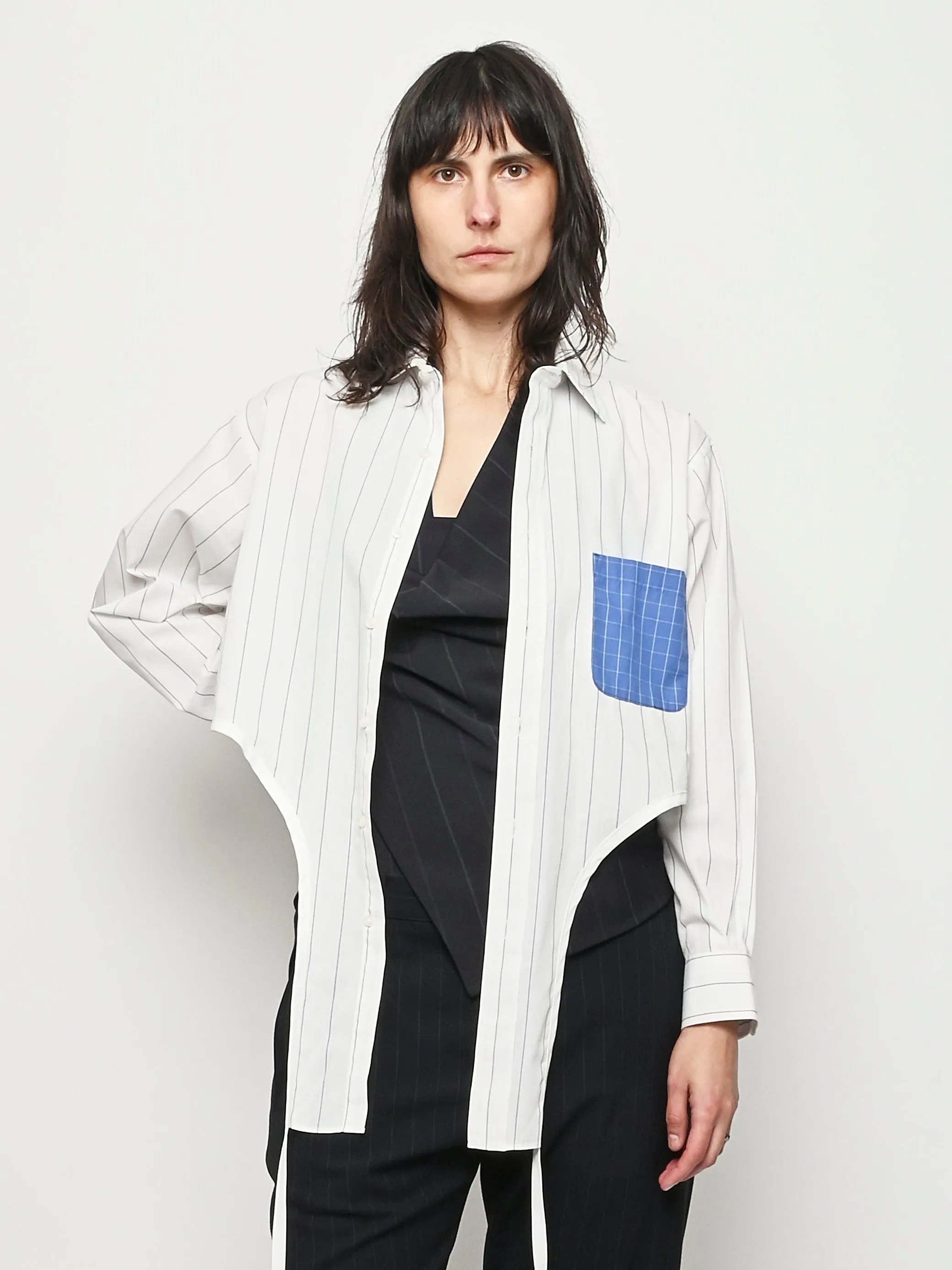 White/Blue Grid Arch Shirt sold by Frances May Houseline product image thumbnail 2