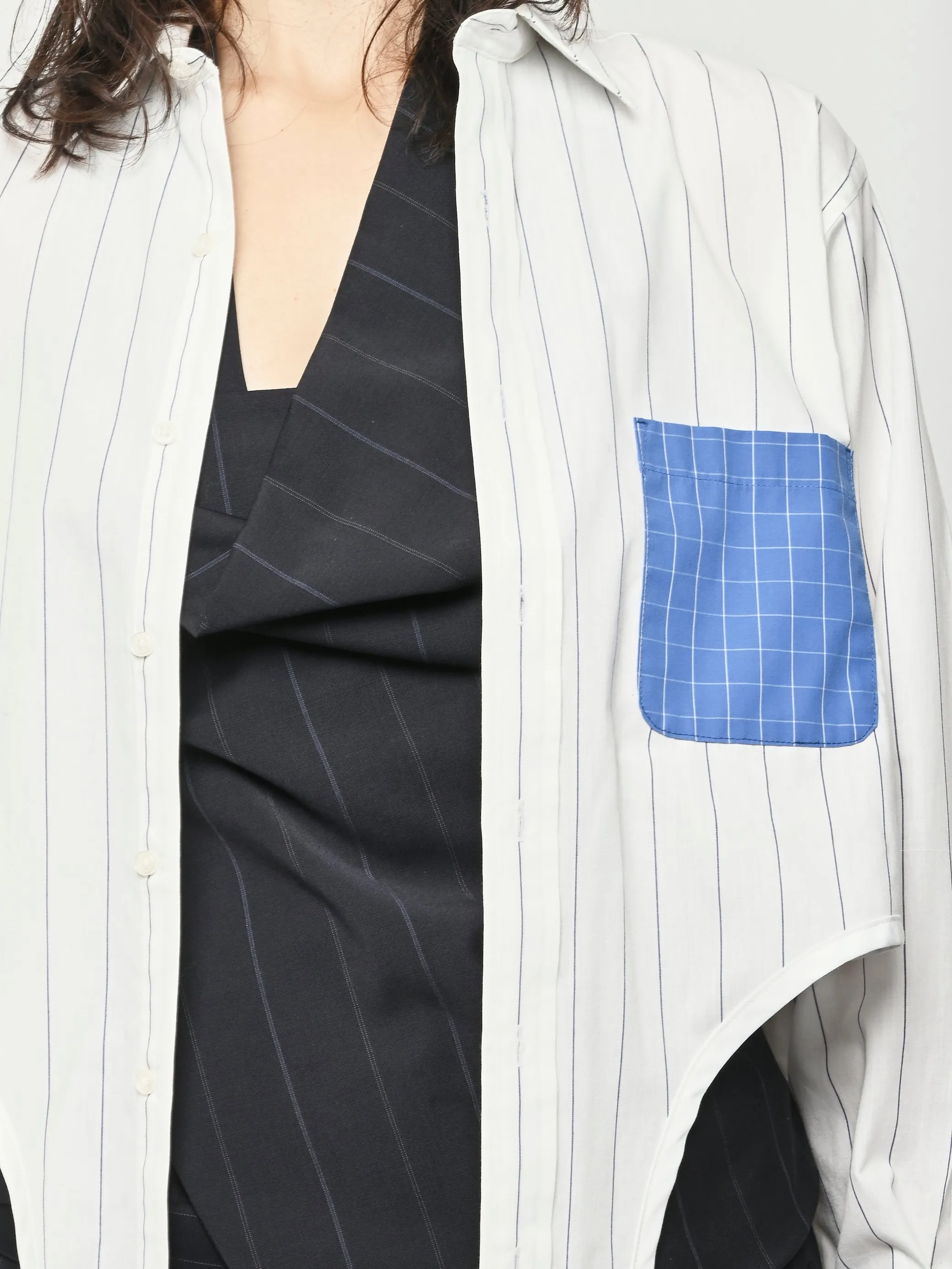 White/Blue Grid Arch Shirt sold by Frances May Houseline product image thumbnail 3