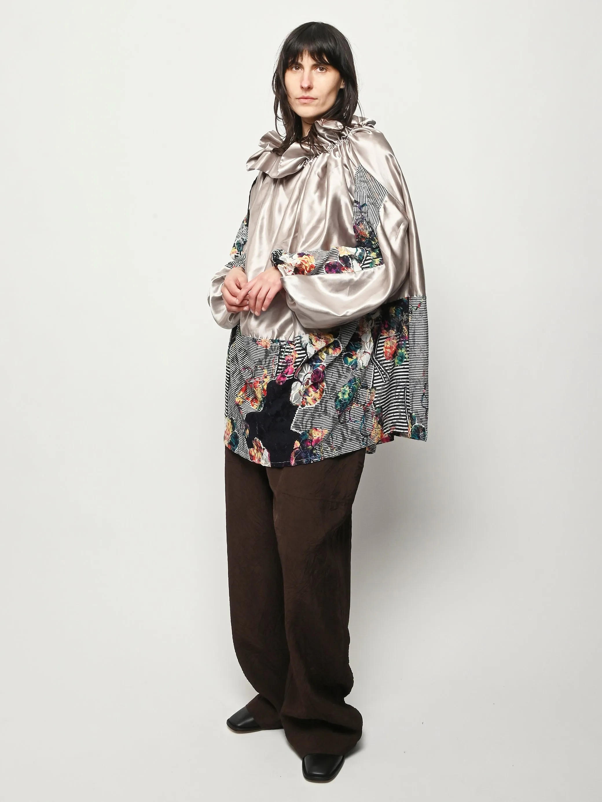 Pewter/Floral Ruffle Dress sold by Frances May Houseline