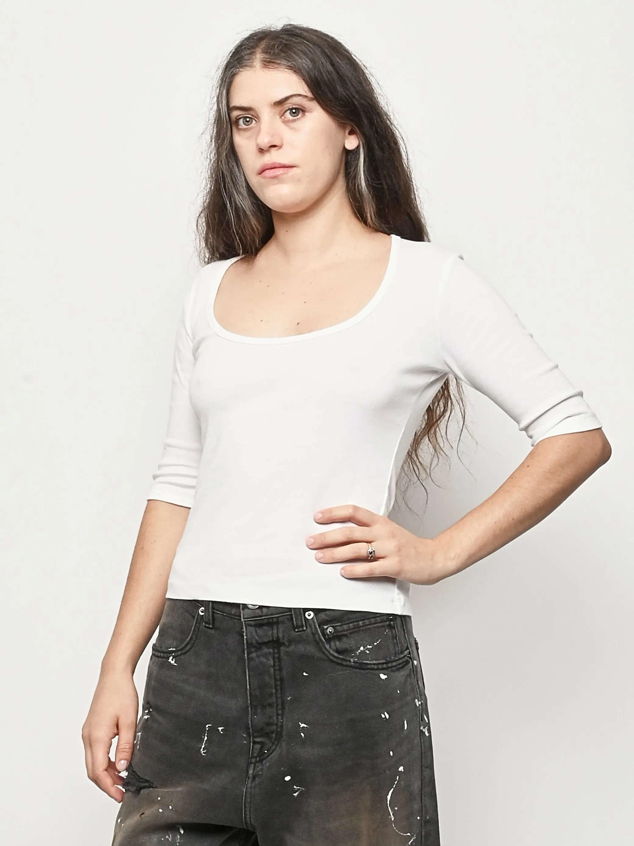White Celine Half-Sleeve Top sold by Frances May Houseline product image thumbnail 2