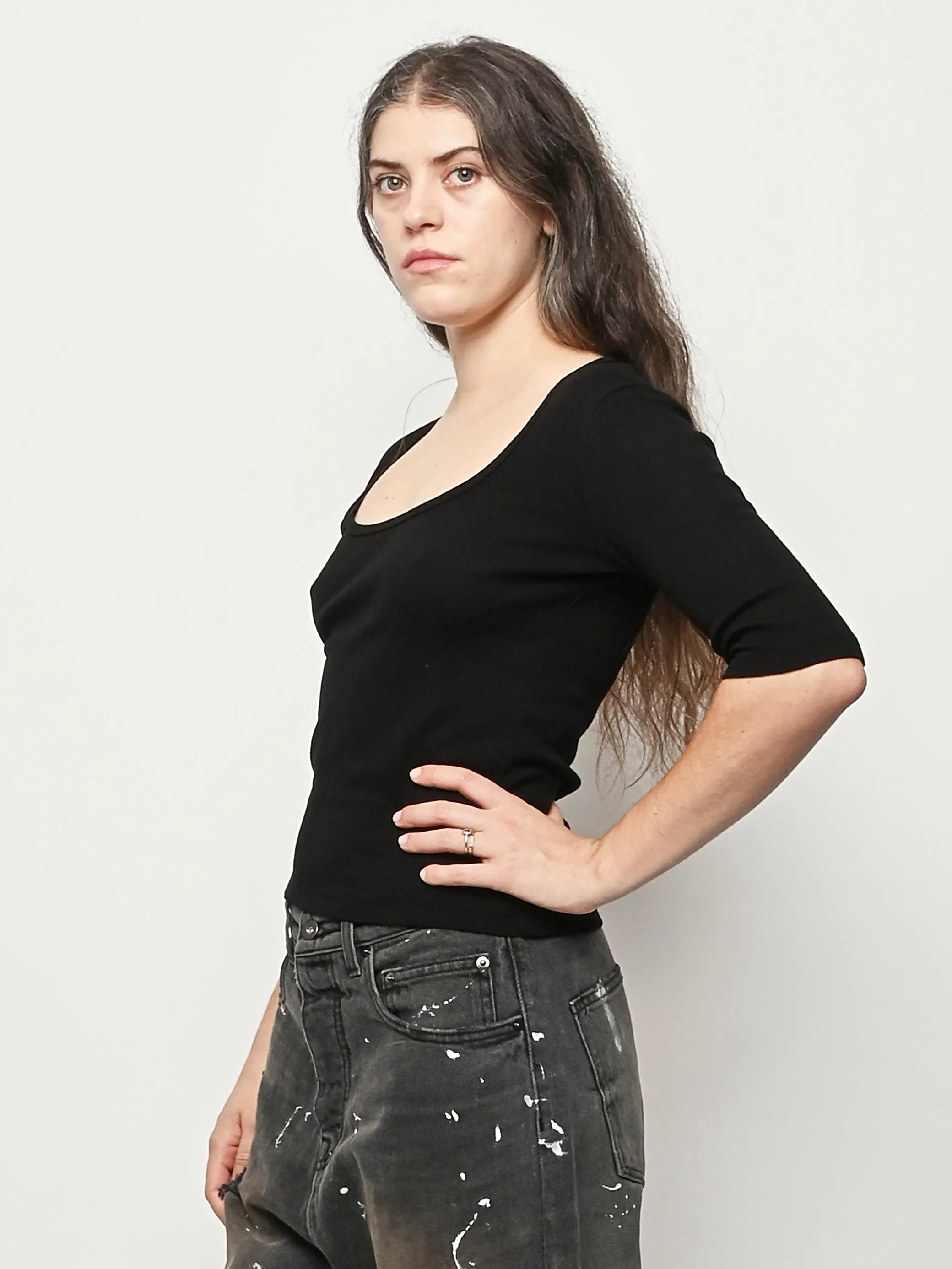 Black Celine Half-Sleeve Top sold by Frances May Houseline product image thumbnail 2