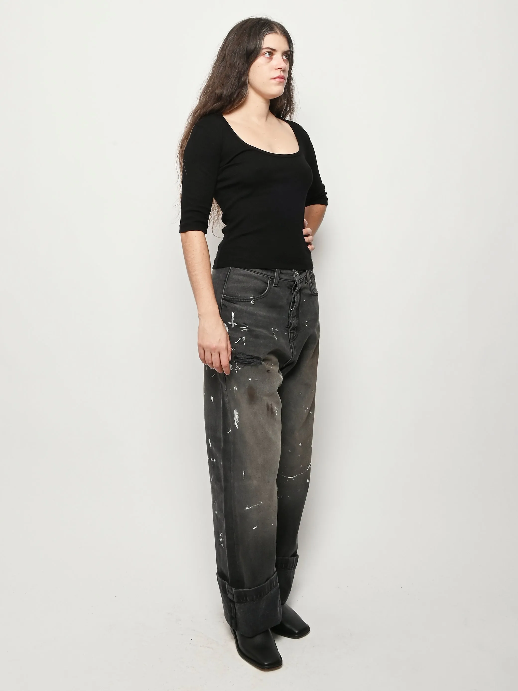 Black Celine Half-Sleeve Top sold by Frances May Houseline product image thumbnail 5