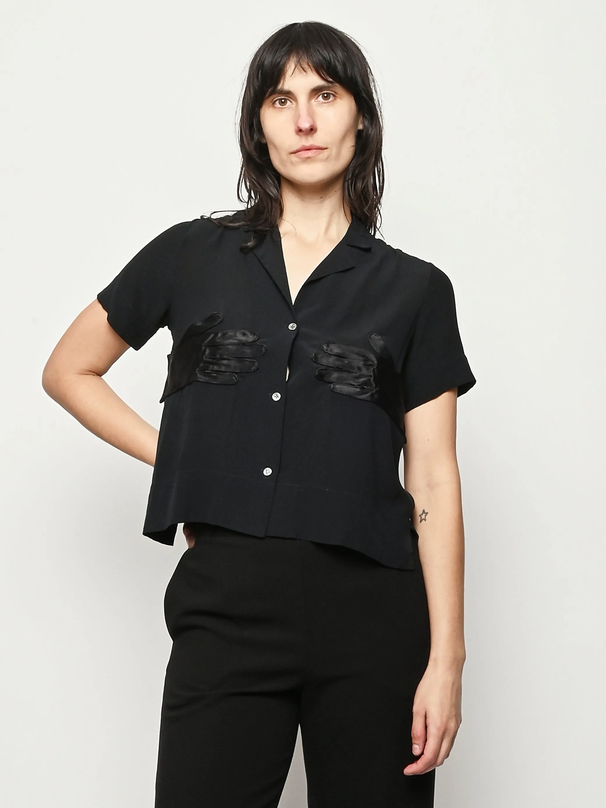 Black Silk Glove Top sold by Frances May Houseline product image thumbnail 2