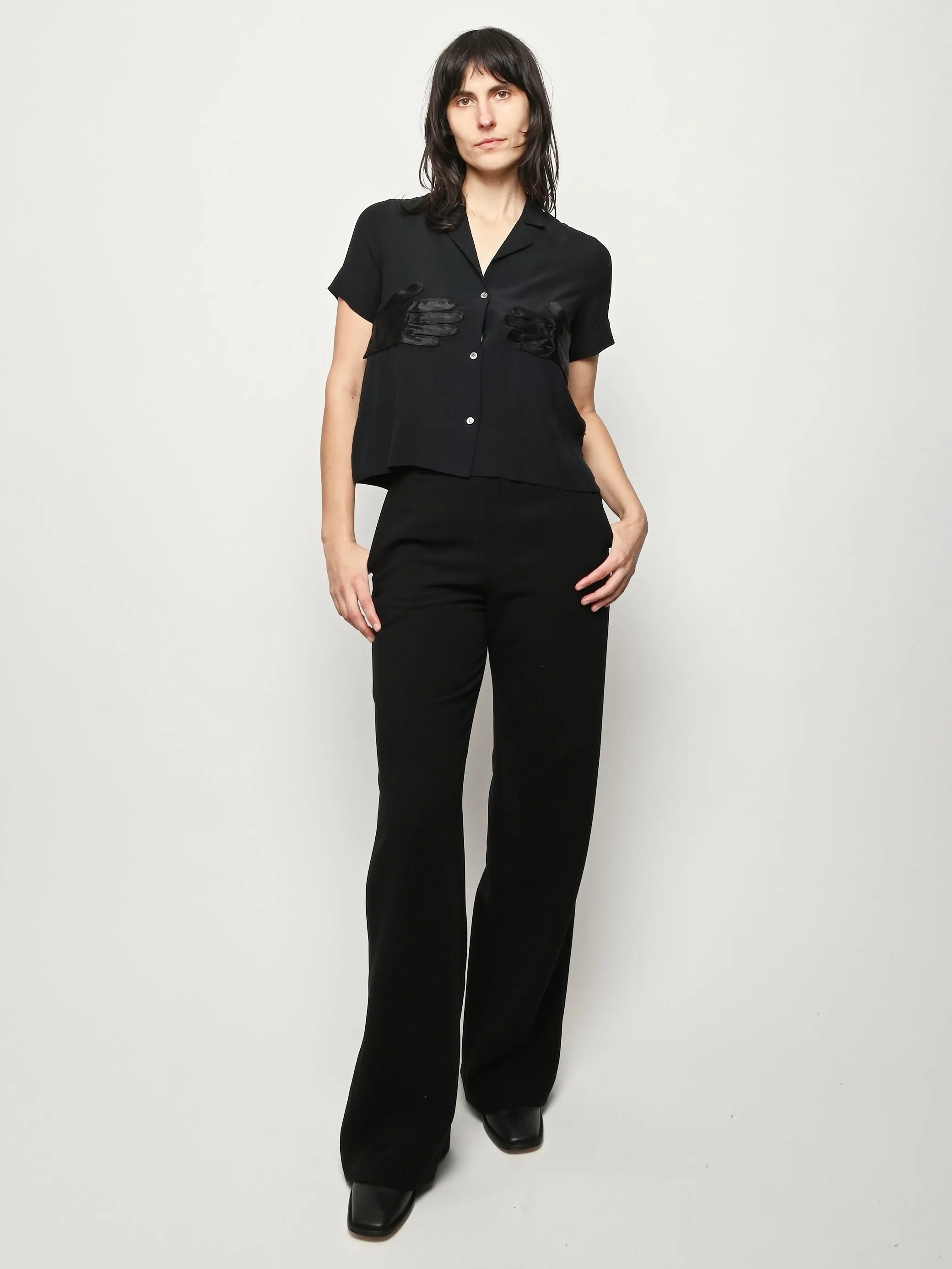 Black Silk Glove Top sold by Frances May Houseline