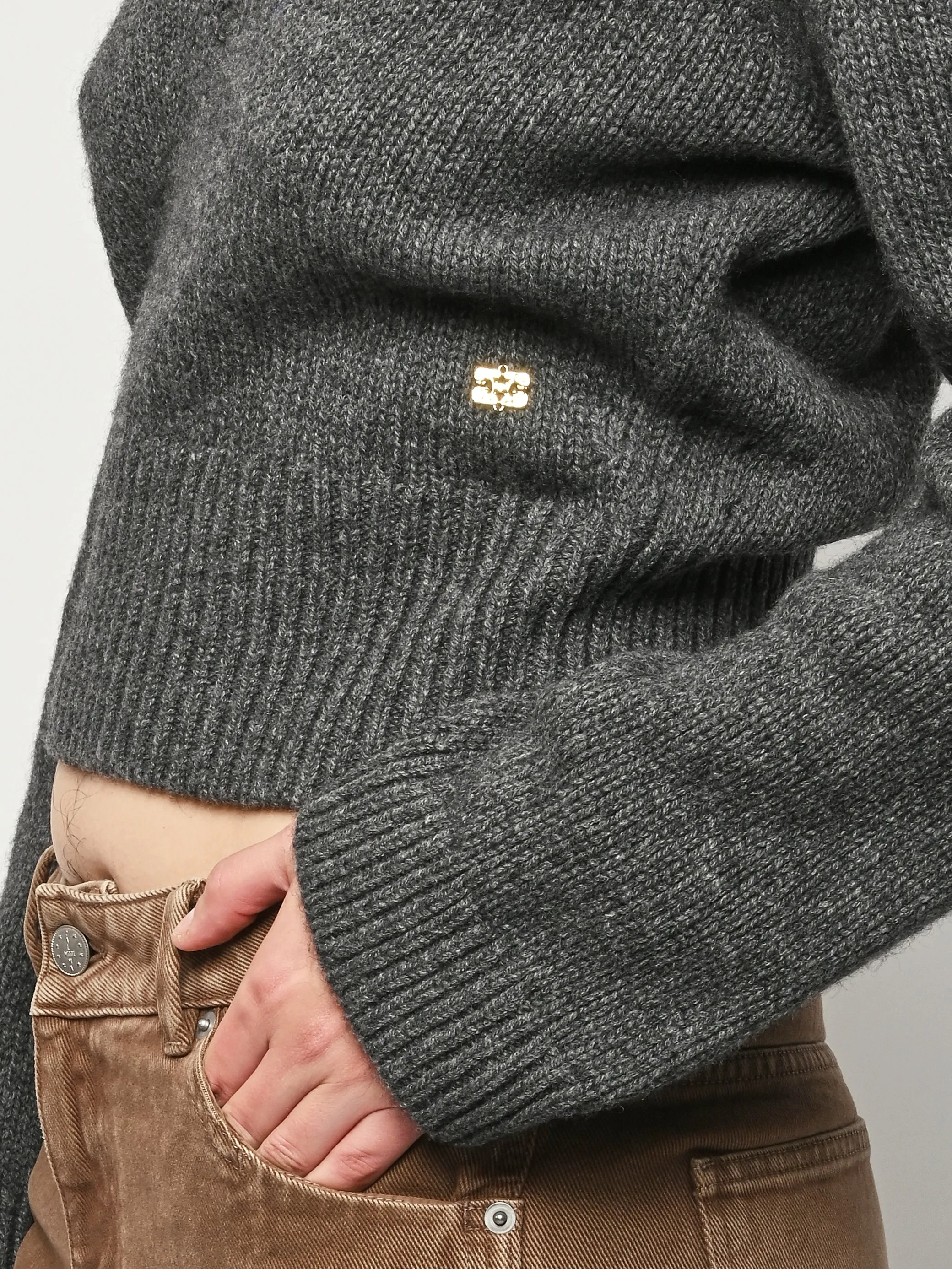 Phantom Wool Yak Mix Deep V-Neck sold by Frances May Houseline product image thumbnail 4