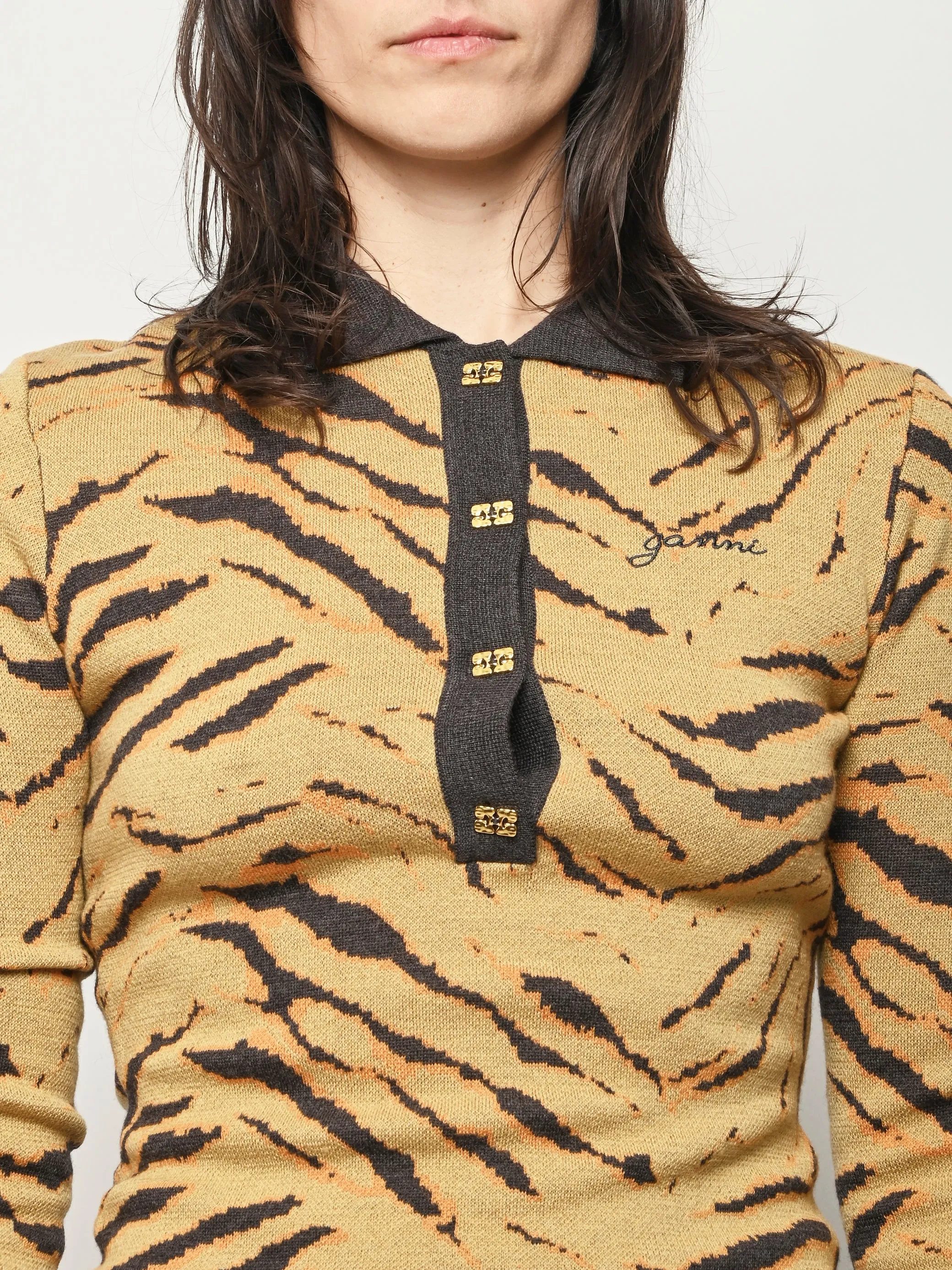 Multicolor Fine Merino Jacquard Polo sold by Frances May Houseline product image thumbnail 3