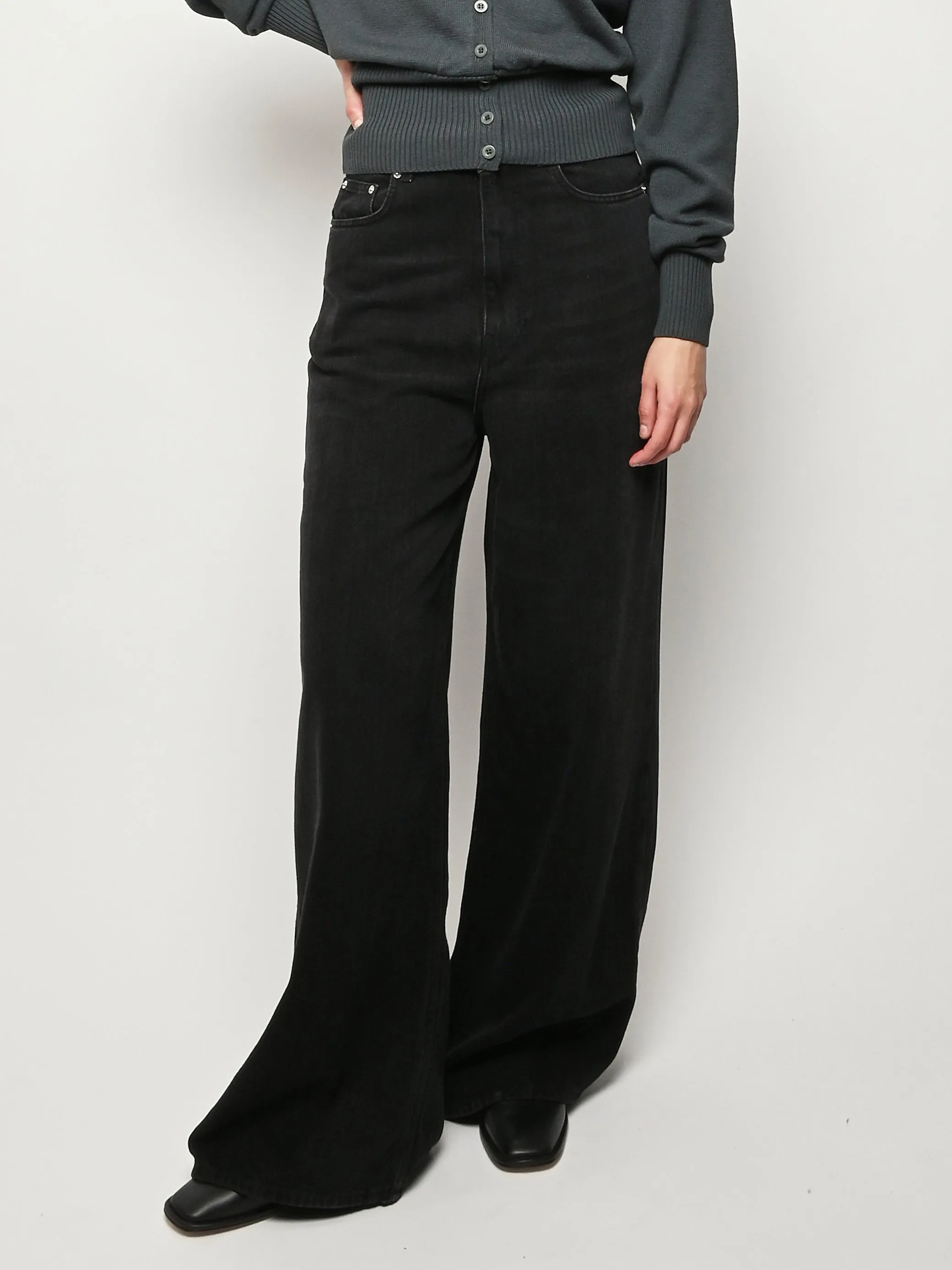Black Washed Soft Rigid Denim Baggy Jeans sold by Frances May Houseline product image thumbnail 2
