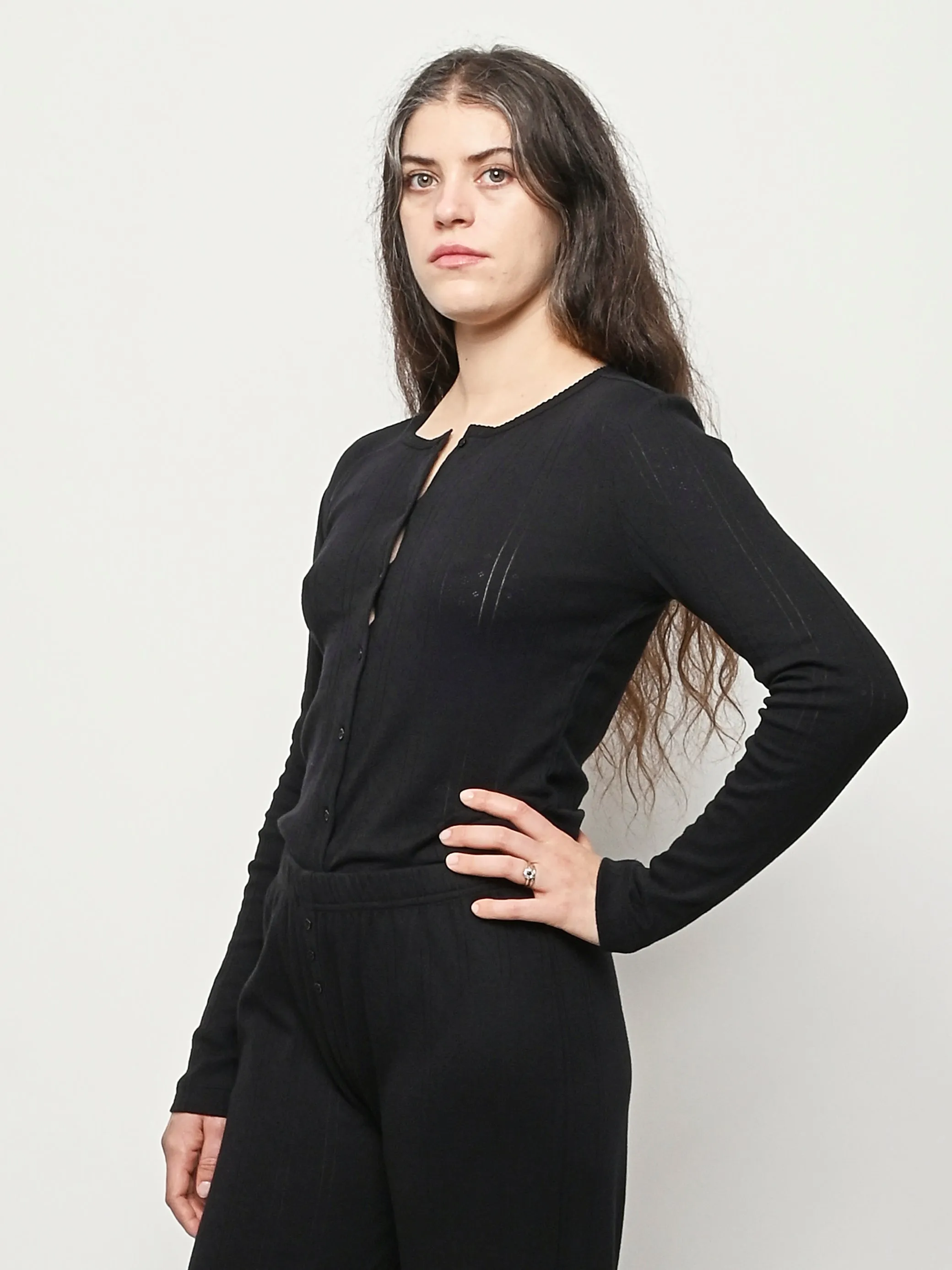 The Cardigan Black Pointelle sold by Frances May Houseline product image thumbnail 2