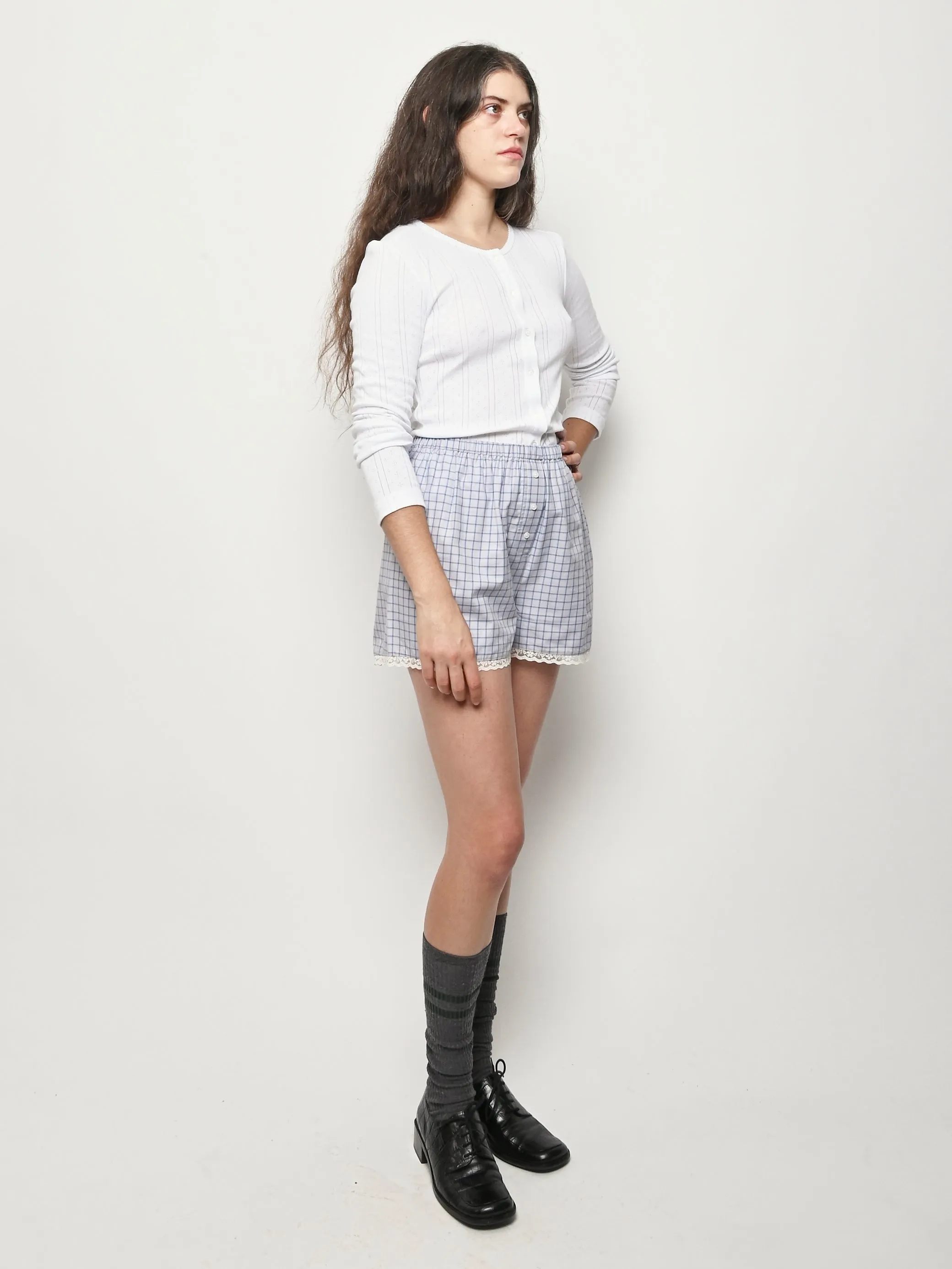 The Boxer Blue Check Cotton Poplin sold by Frances May Houseline product image thumbnail 5