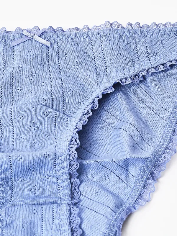 The High Rise French Blue Pointelle sold by Frances May Houseline