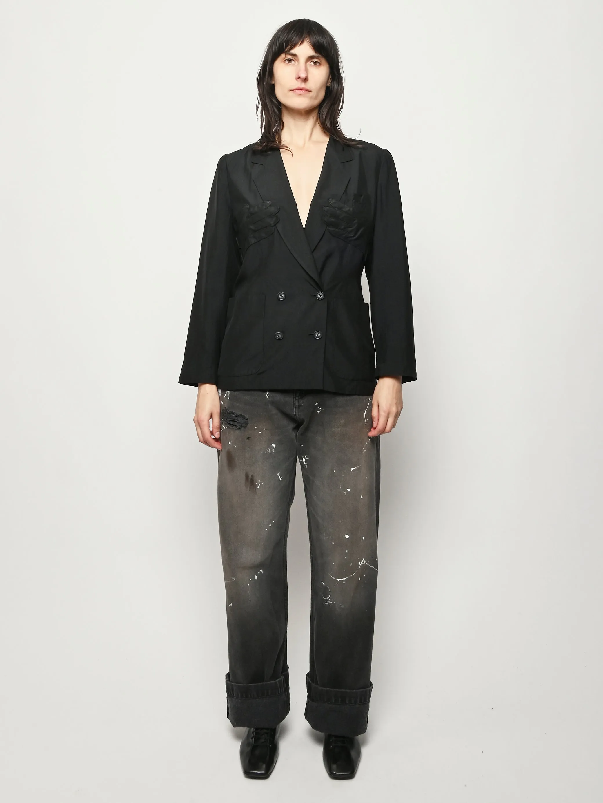 Black Silk Glove Blazer sold by Frances May Houseline