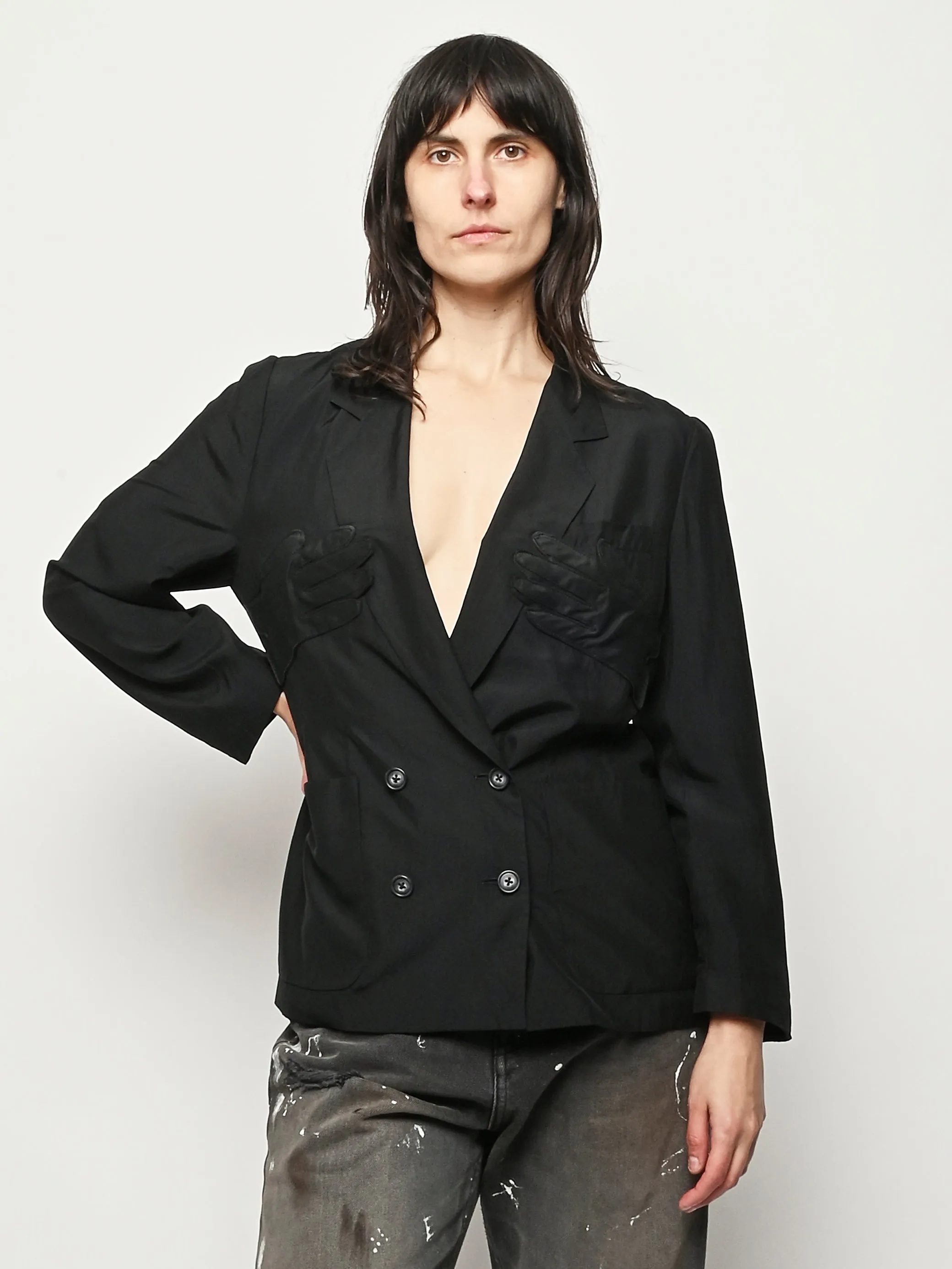 Black Silk Glove Blazer sold by Frances May Houseline product image thumbnail 2