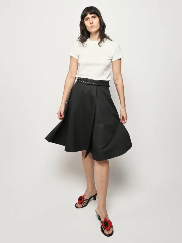 Phantom Wool Suiting Knee Length Wrap Skirt made by Ganni