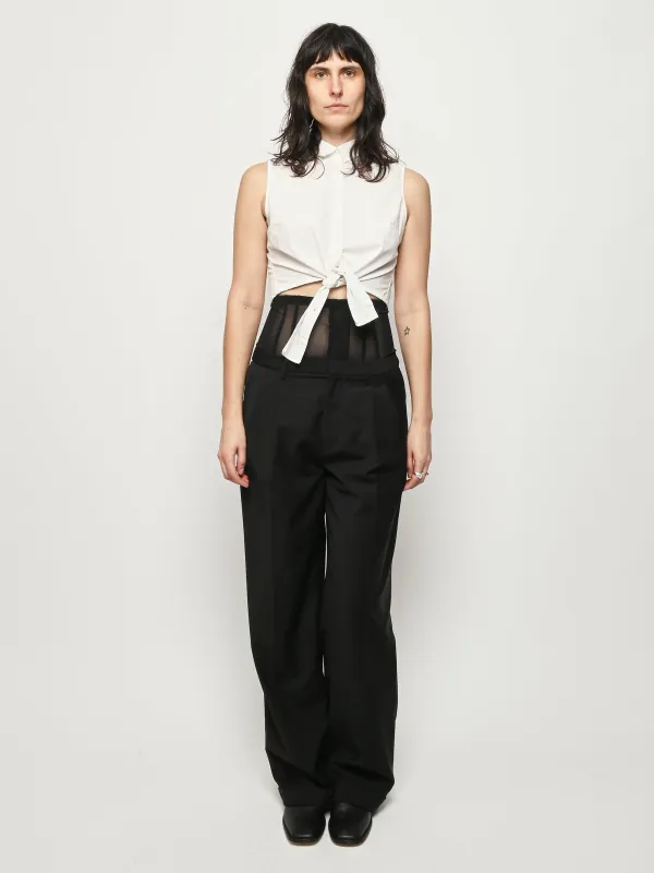 Black Recycled Tropical Wool Corset Trouser made by Tibi