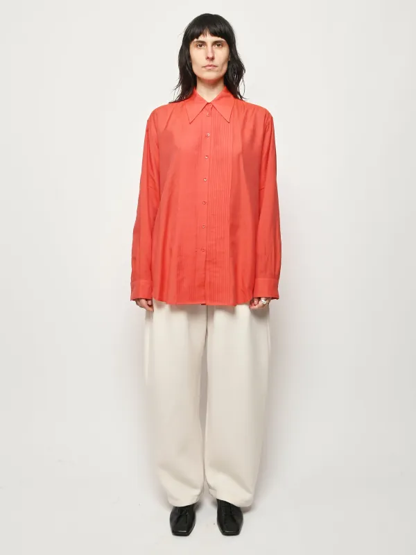 Red Silk Voile Easy Pintucked Shirt sold by Frances May Houseline