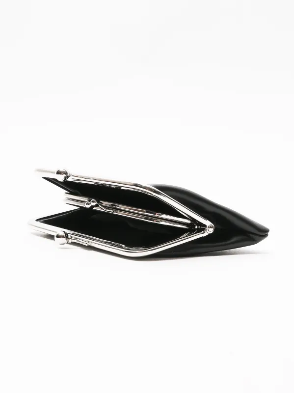 Small Black Kiss Clasp Wallet made by Comme des Garcons