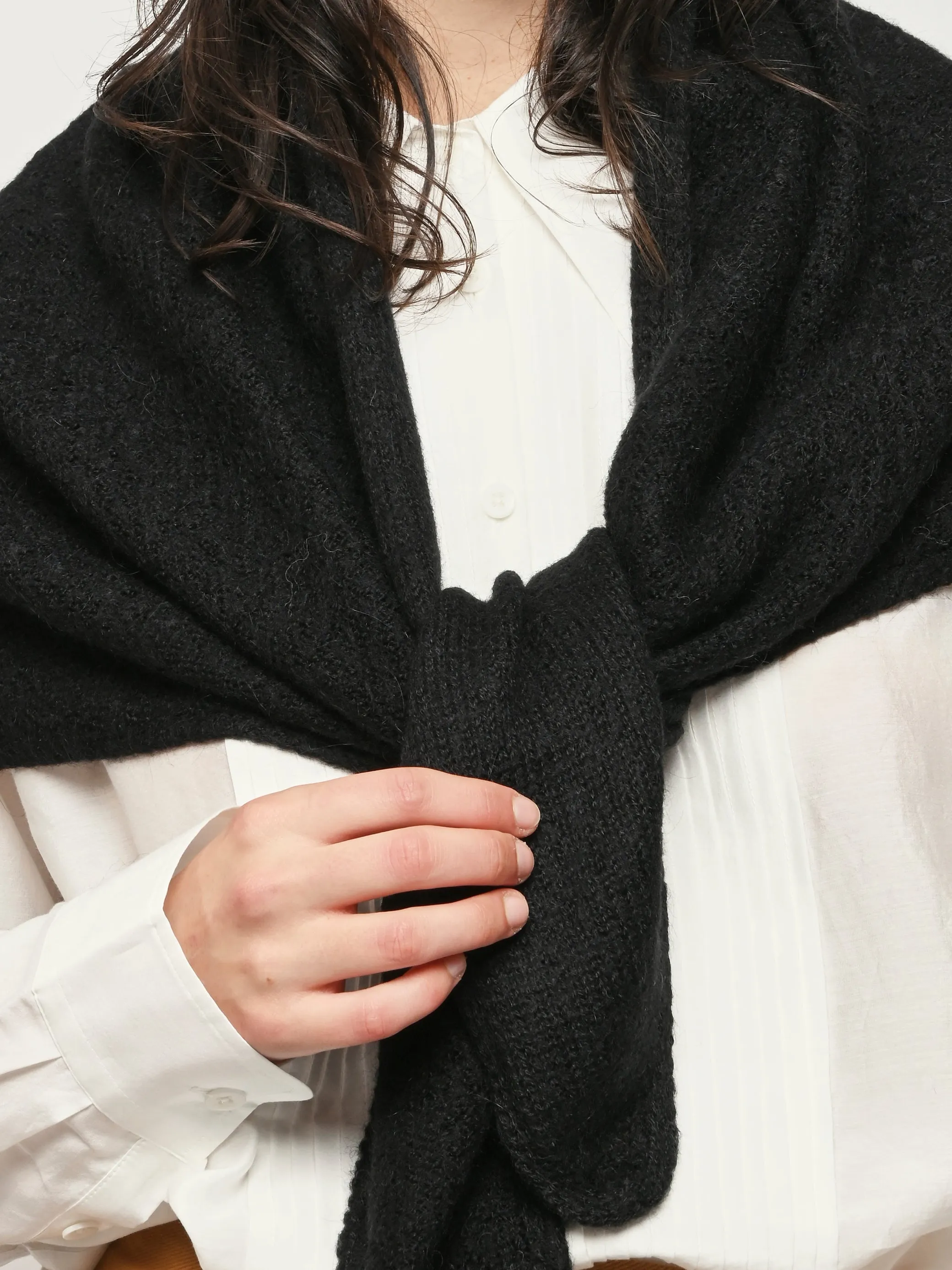 Black Felted Shawl Scarf sold by Frances May Houseline product image thumbnail 3