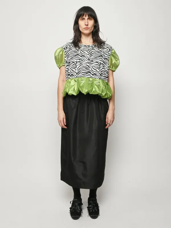 Zebra Top W/Lime Green made by Frances May Houseline