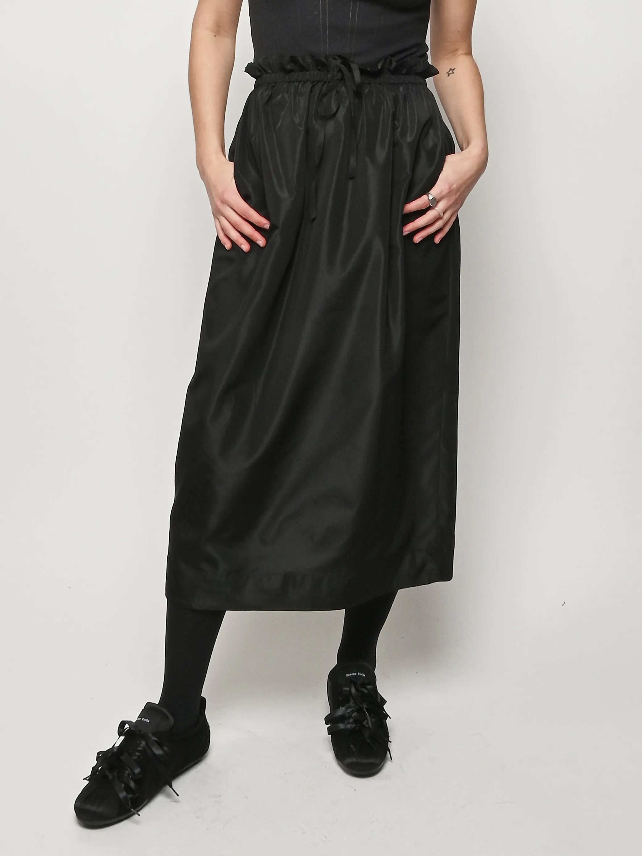 Black Gathered Waist Tulip Skirt sold by Frances May Houseline product image thumbnail 2