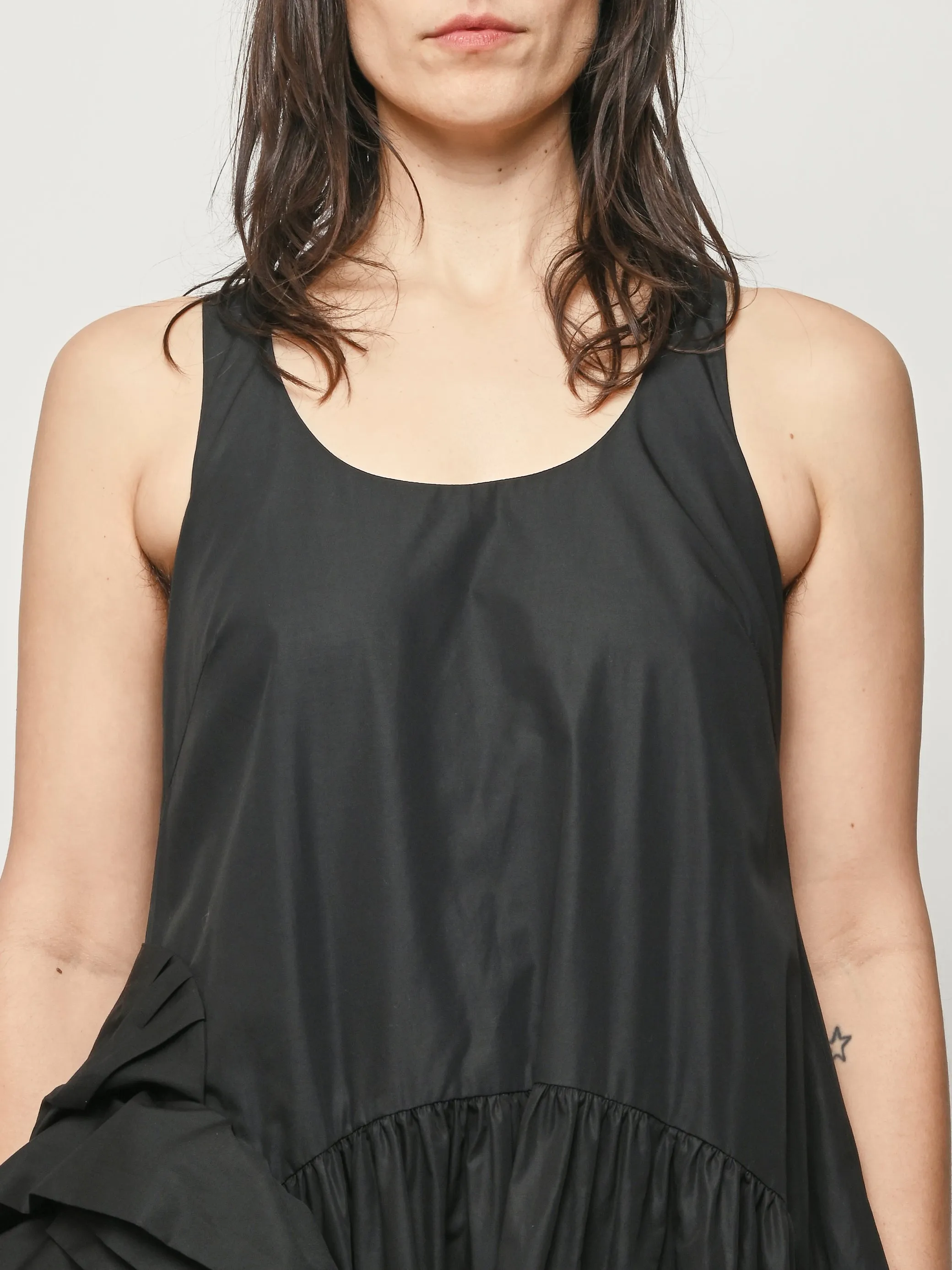 Black Pressed Rosette Tapered Back Flounce Dress sold by Frances May Houseline product image thumbnail 3