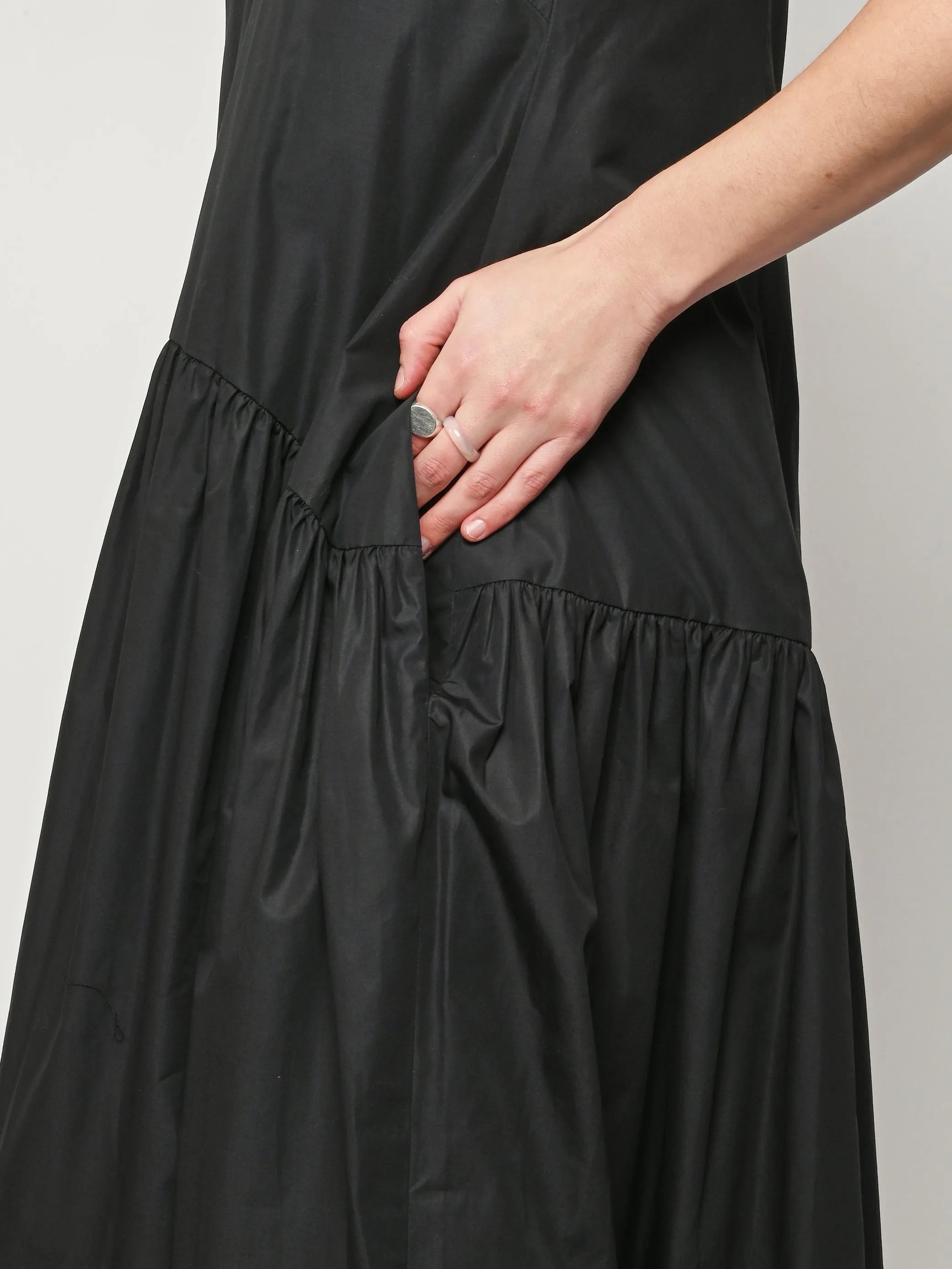 Black Pressed Rosette Tapered Back Flounce Dress sold by Frances May Houseline product image thumbnail 4